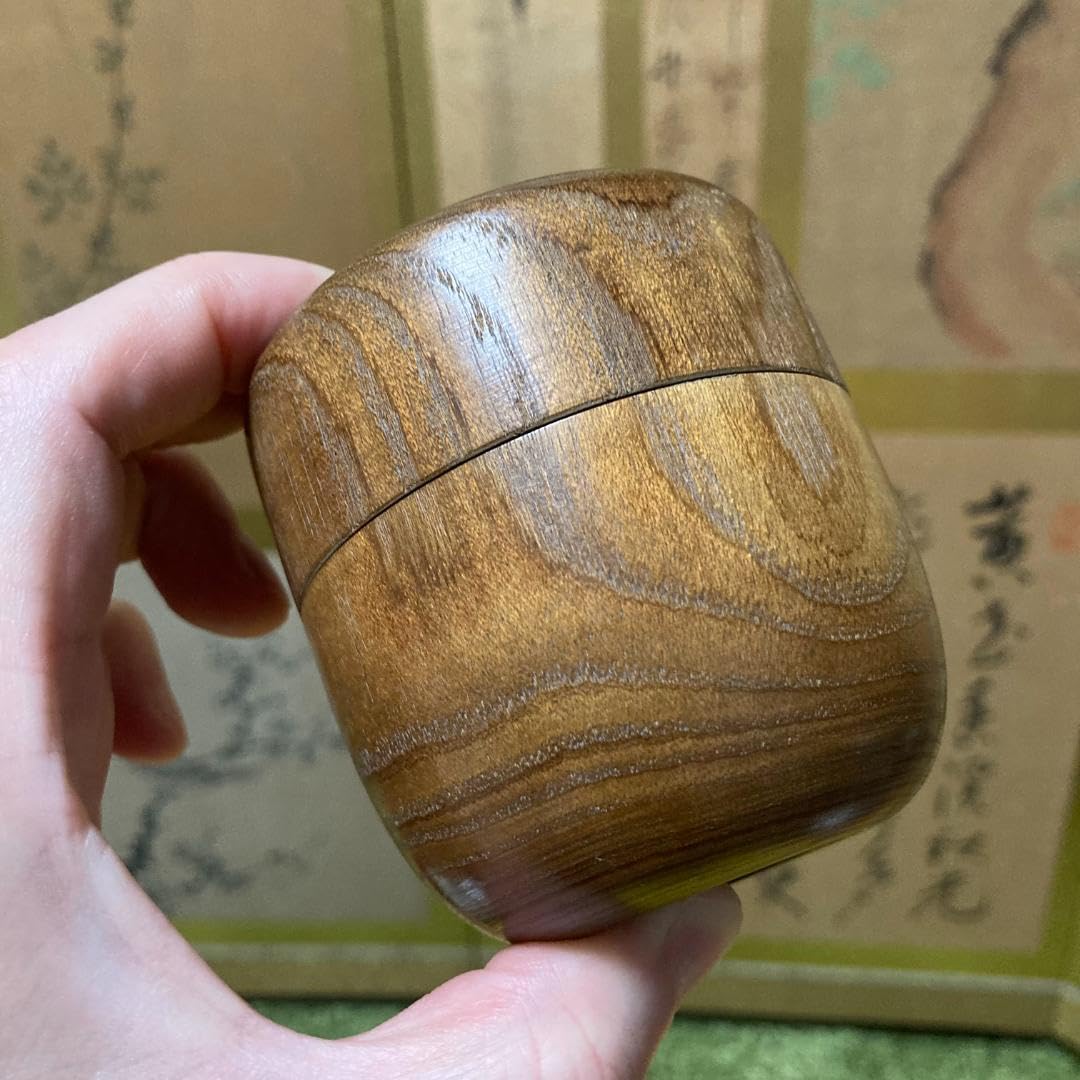 茶道具　天然木　無垢彫　棗　時代箱付　V　9311 Amazon.co.jp: 大棗 棗 茶入れ 漆 無垢くり抜き 中継ぎ法 茶道具 美術