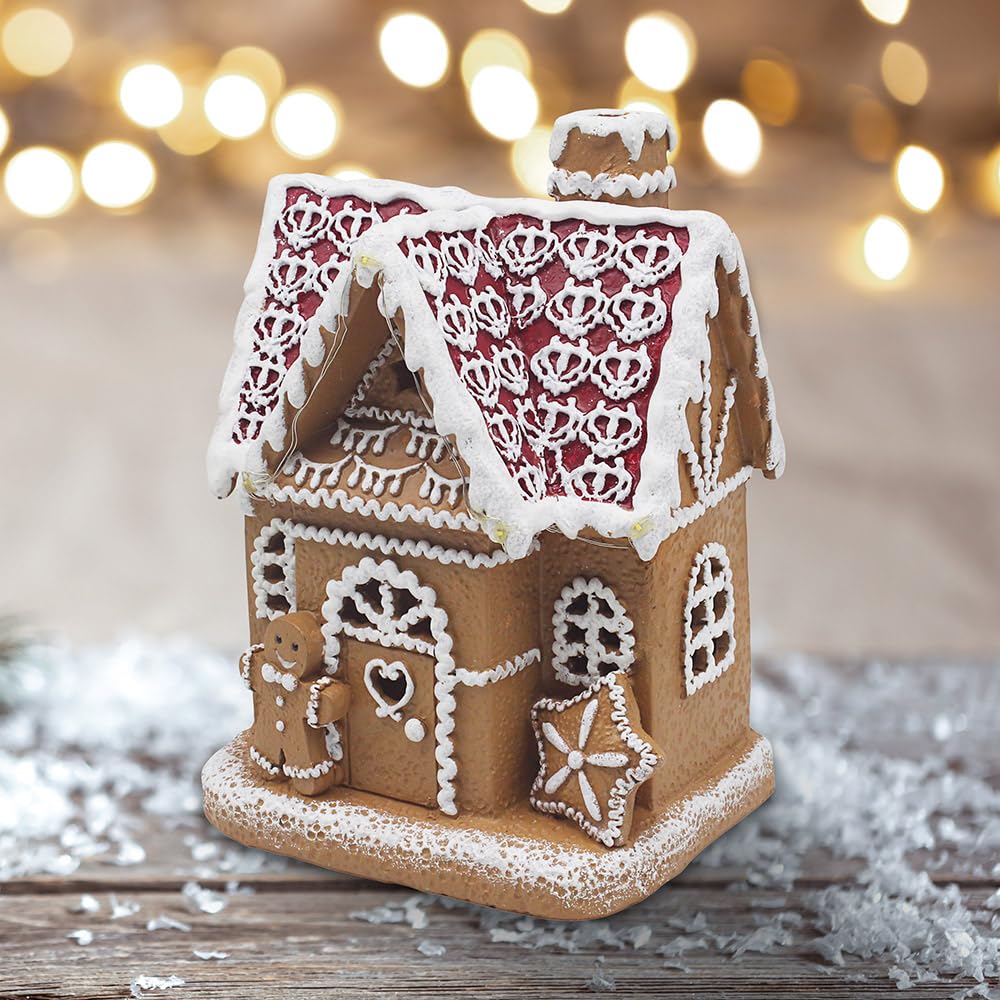 The Leonardo Collection Gingerbread Led House For Home & Living Room | Lovely Led Lights For Home Decor & Night Light | Ideal Led Lights For Bedroom & Table | Durable For Daily Use