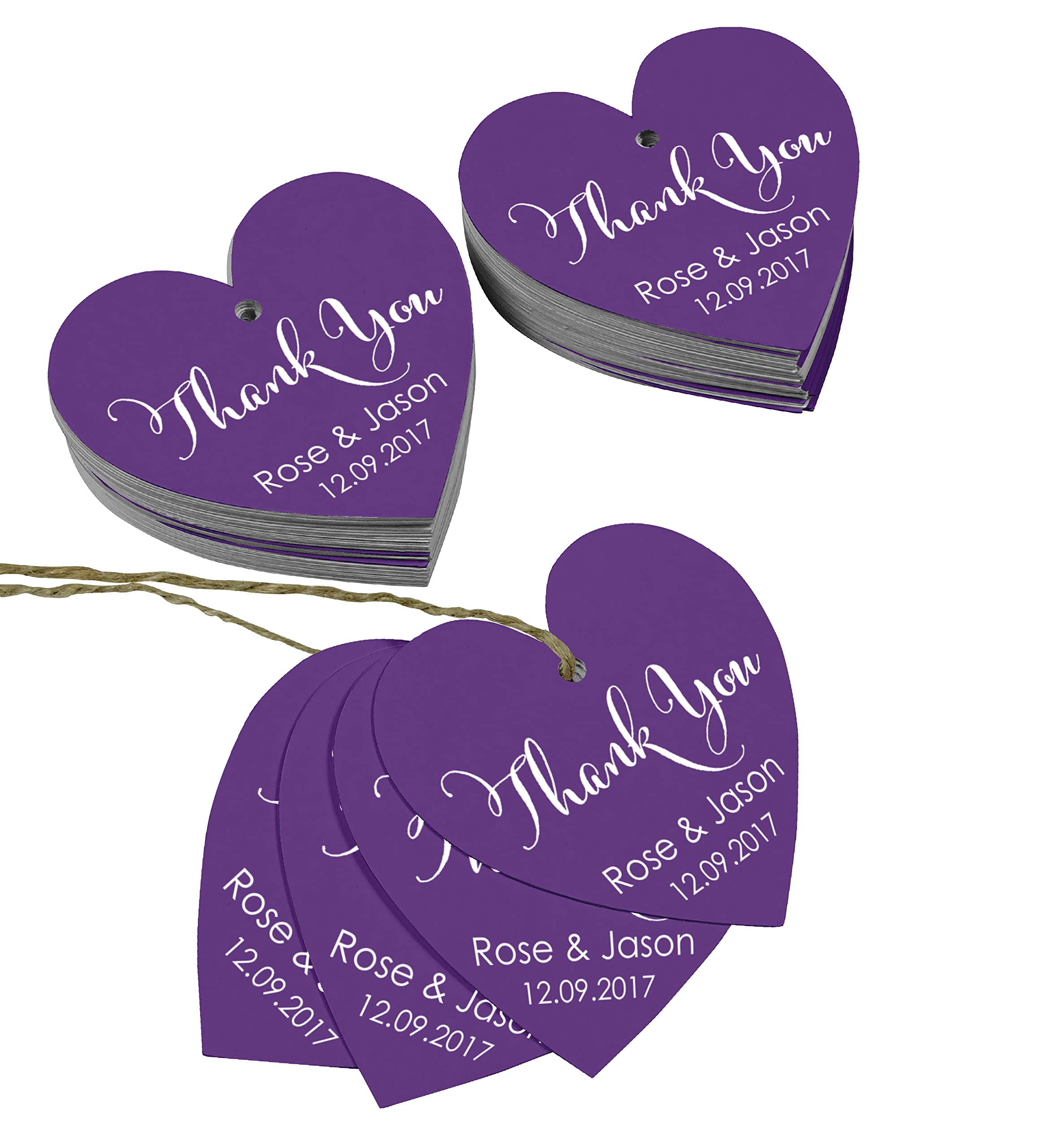 100 Etichette Regalo A Forma Di Cuore Personalizzabili – Bomboniere E Tags In Carta Resistente, Colore Mauve, 4,5x5,5 Cm