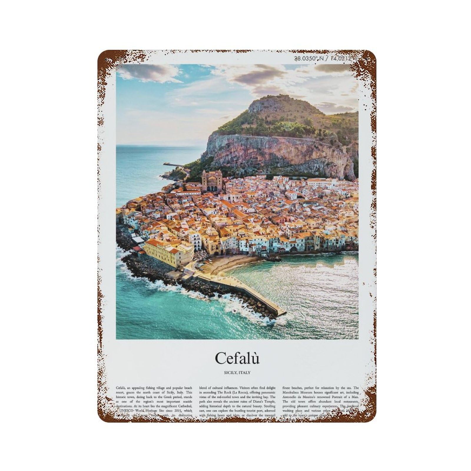 xiaoxiaoshen Cefalù Sicily, Italy City Scenery Wall Decor Art Metal Tin Poster Modern Home Decor Art Home Bar Shop Decorations Vintage Sign 40x30cm