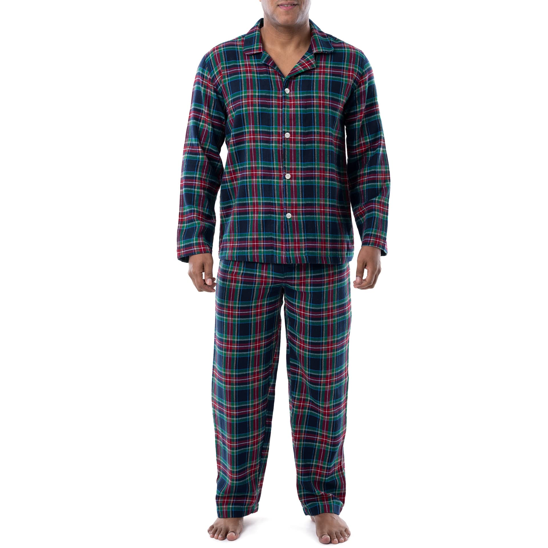 Fruit of the LoomMen’s Flannel Pajama Set 100% Cotton 2-Piece Comfortable Men’s Sleepwear Set