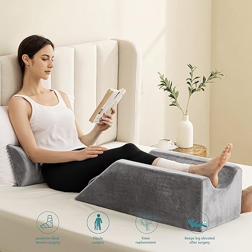 Miniatura 2 de UBBCARE Almohada de elevación de piernas para recuperación de cirugía de piernarodilla, almohada de espuma viscoelástica con funda lavable de