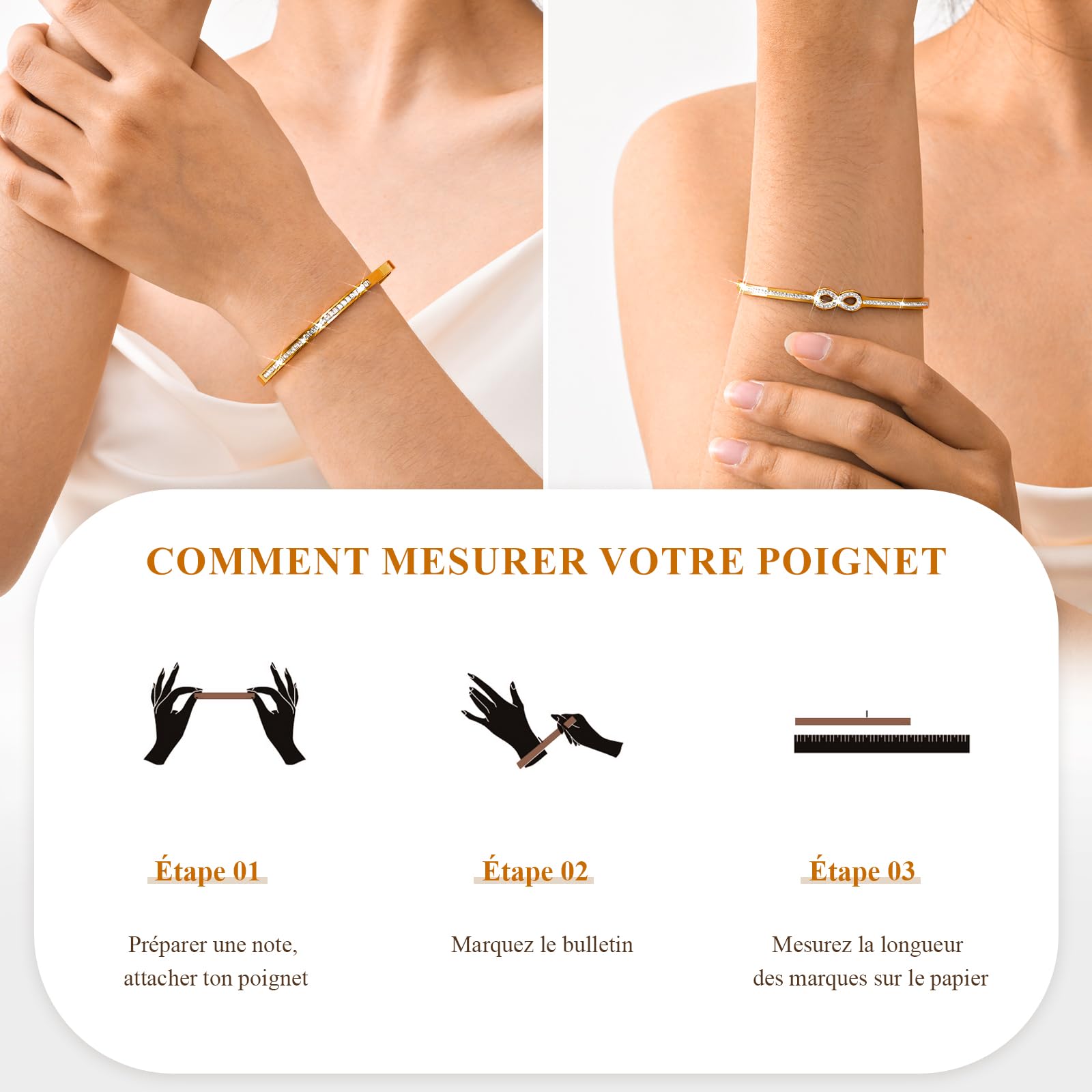 2 PCS Pulseras Mujer Plata Oro, Pulseras Apilables Mujeres, Brazaletes para Mujeres Joyería Mujer, Regalos para Esposa Hija Madre y Amigas Navidad Aniversario Cumpleaños San Valentín Día de la Madre — view 6