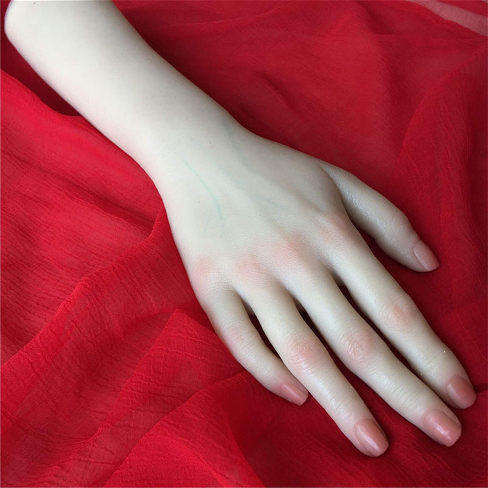 Silicone Lifelike Mano Morbida Mani finte Mani Guanti Femminili in Silicone realistici Orologi Manichino con Display ad Anello Modello Mani finte,B Right Hand