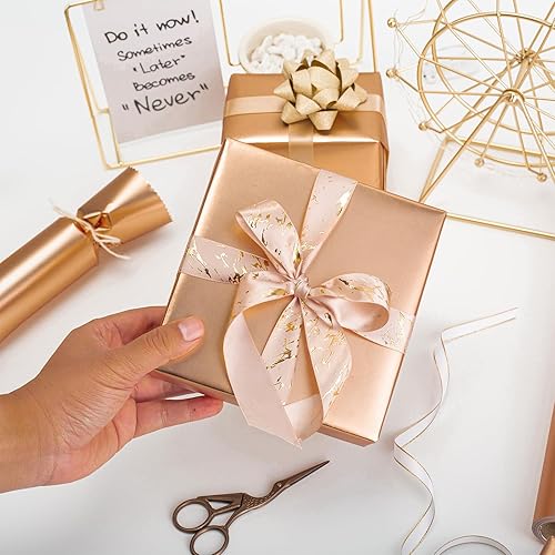 Miniatura 5 de Yarcony Rollo de papel de regalo metálico de oro rosa  17 pulgadas x 33 pies  Color sólido mate de lujo para regalo de cumpleaños, bodas, baby