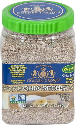 Miniatura 8 de Golden Crown Black Chia Seeds  24 onzas (1.5 libras), sabor dulce naturalmente kosher de chía entera, perfectas para batidos, productos horneados,