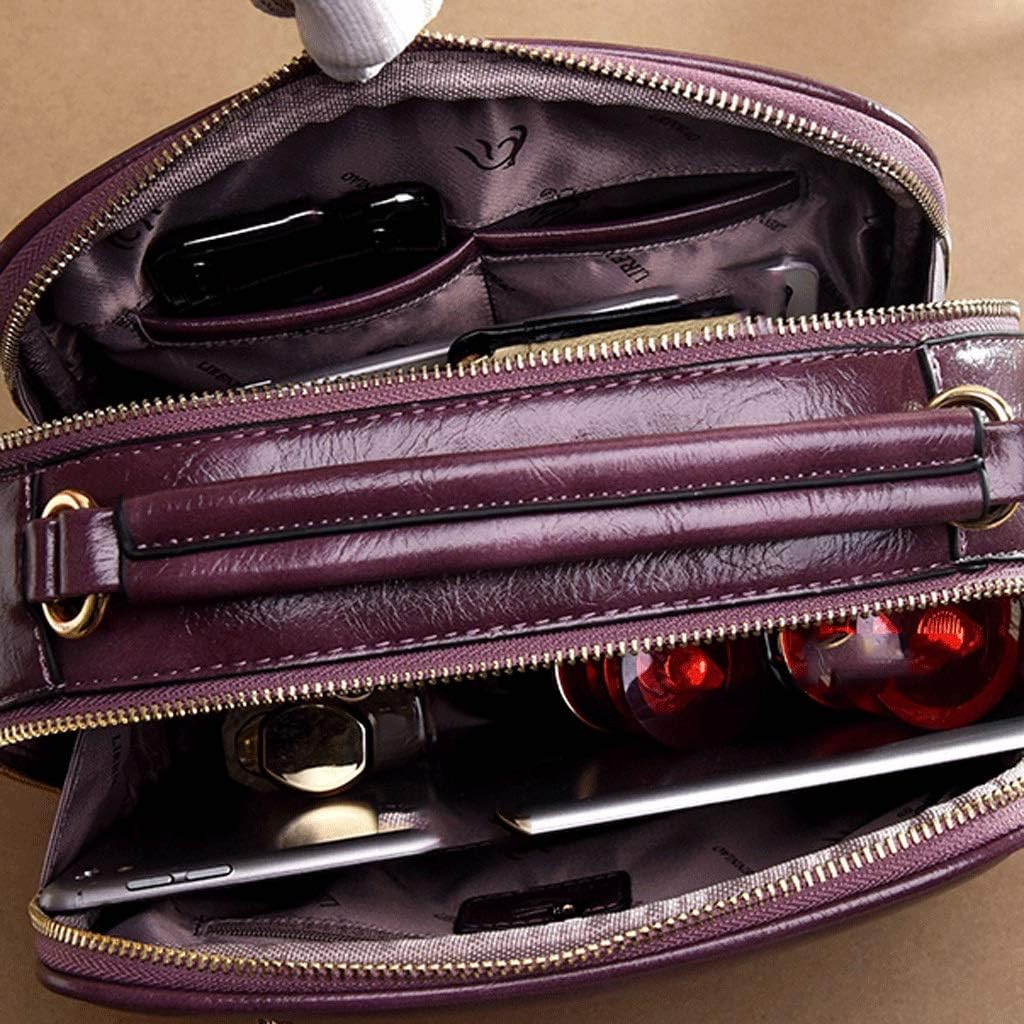 Wild Oil Wax Handbag-exquisite Bag Ladies Handbag Fashion Shoulder Messenger Temperament Wallet Multi-pocket Capacity