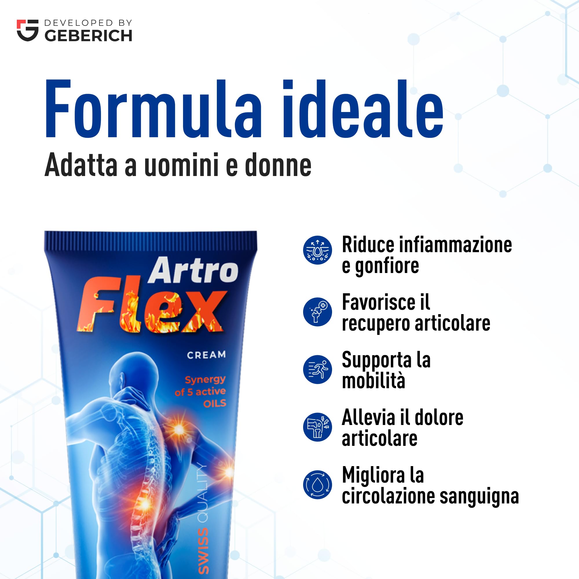 Artroflex Crema Articolare 100 ml – Allevia il dolore articolare – Riduce l'infiammazione e il Gonfiore – Crema per una Migliore Mobilità e Flessibilità