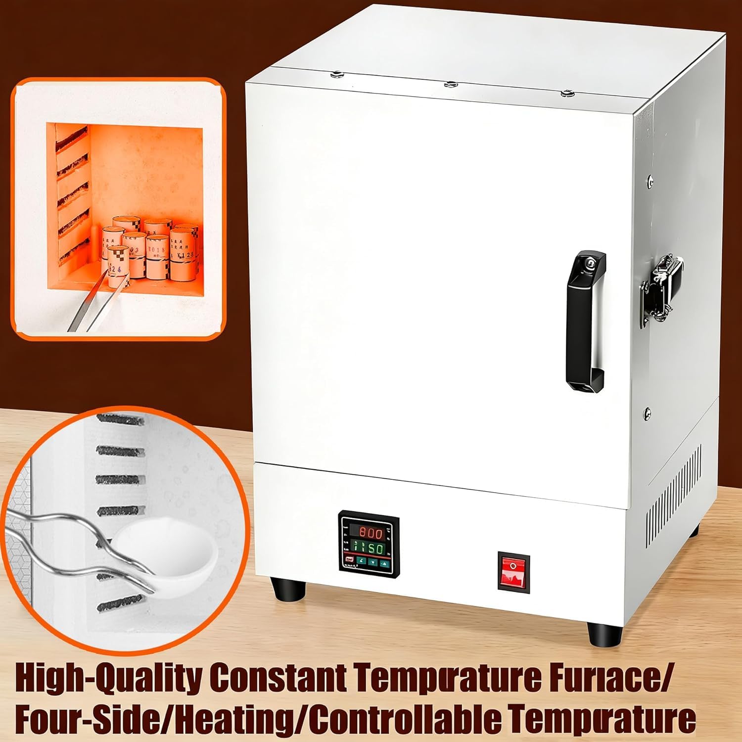 Forno Elettrico per Ceramica da 2000 W per Uso Domestico, Forno di Fusione Ad Alta Temperatura 2102℉/1150℃ con Regolatore, Ideale per La Creazione di Gioielli E Ceramiche. White B