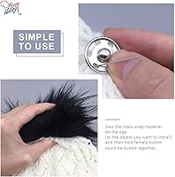 Vista 3 de Furryvalley Pompón de piel sintética, 4 unidades, manualidades, bolas esponjosas para sombrero, zapatos, bufandas con cierre a presión, sombrero