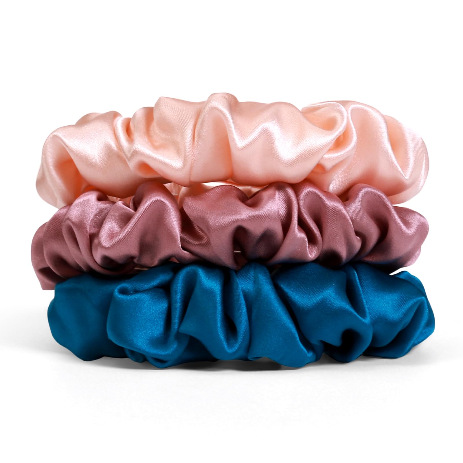 Desmend scrunchies seide haargummi seide weiches gefühl Sie halten die Frisur perfekt Gut für feines Haar 3 Stück cremige aprikosenfarbe meeresblau dusty rose