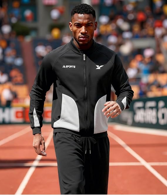 UOUA Mens Tracksuits 2 Piece Set Long Sleeve Sweatsuit Outfits Workout Jogging Suits