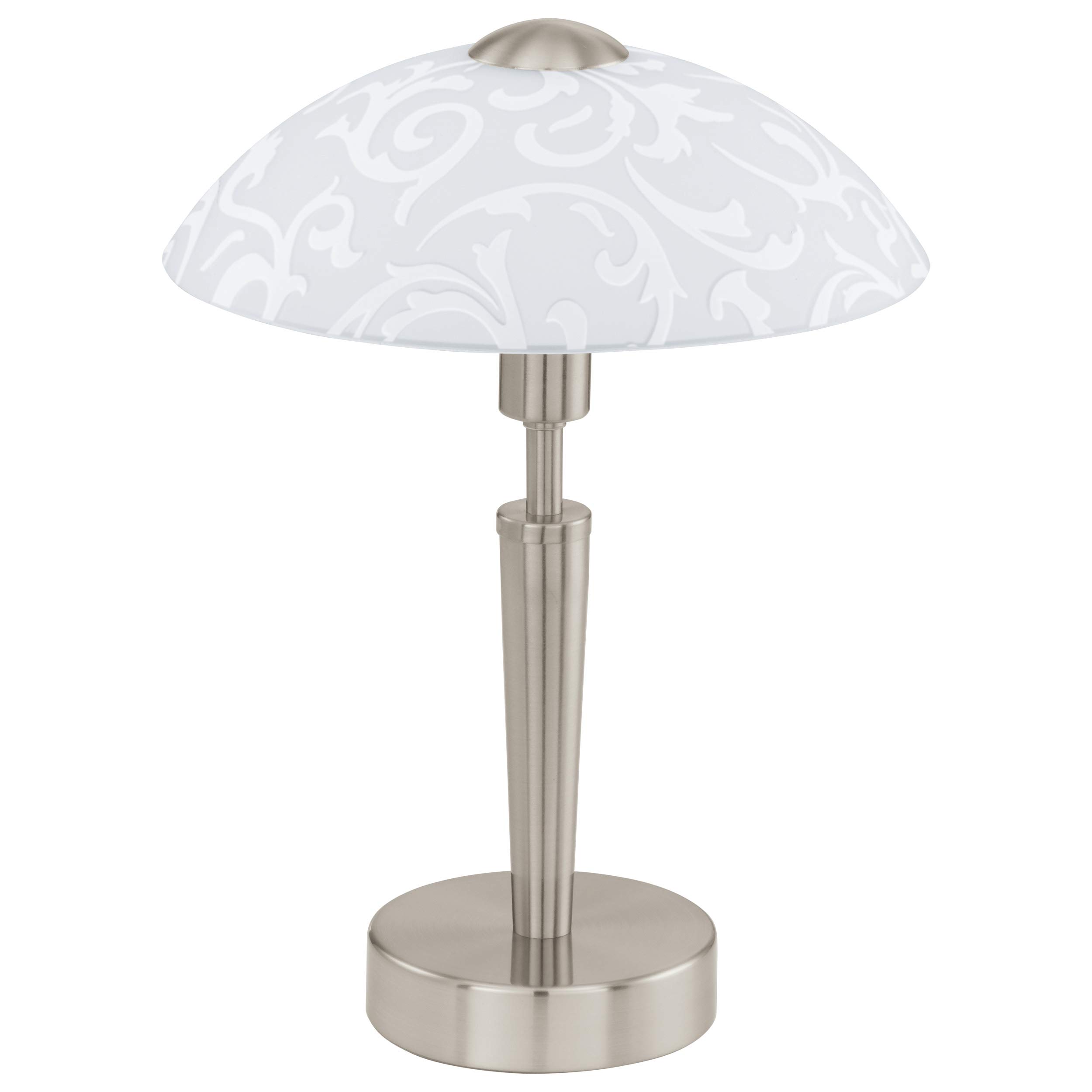 Loops Table Lamp Satin Nickel White Decor Glass E14 1x60W Touch Dimming
