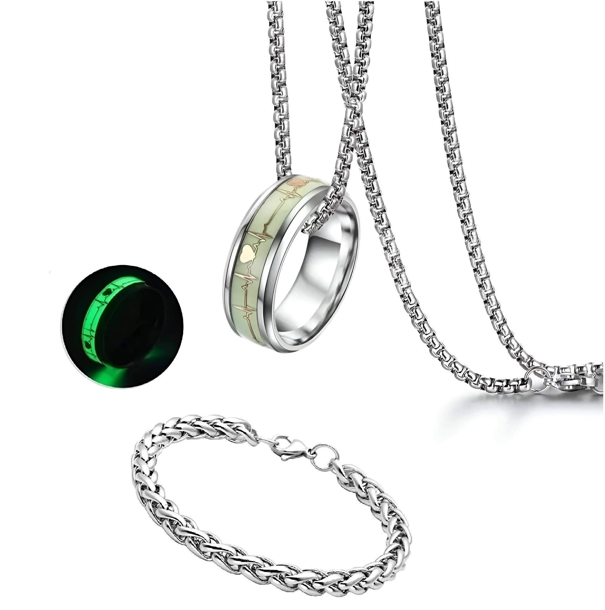 Jewellery Radium Ring (Glow in the Dark) Stainless Steel Pendant Locket Pendant,with Bracelet trending Style