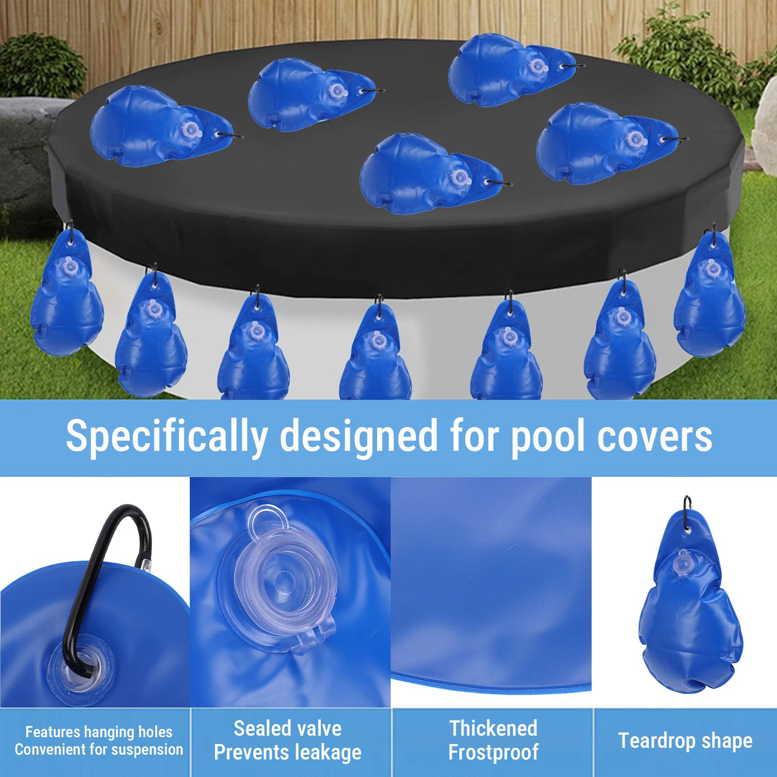 Pesos para cubierta de piscina, bolsas de agua para cubierta de piscina enterrada, bolsa de agua de PVC de 0.016 in de grosor sobre el suelo, bolsas colgantes para cubierta de Pesos para cubierta de piscina, bolsas de agua para cubierta de piscina enterrada, bolsa de agua de PVC de 0.016 in de grosor sobre el suelo, bolsas colgantes para cubierta de
