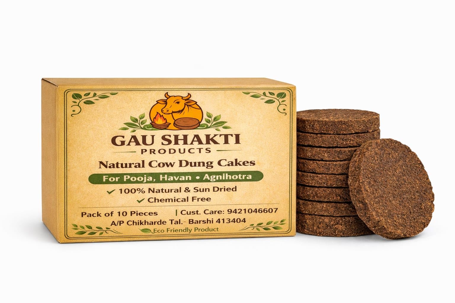 Desi Cow Dung Cakes (10 Pieces) for Pooja, Havan & Agnihotra | 10 cm Natural Uple | Sun Dried & Chemical Free | Organic Cow Dung Kande for Religious Rituals-picture-22
