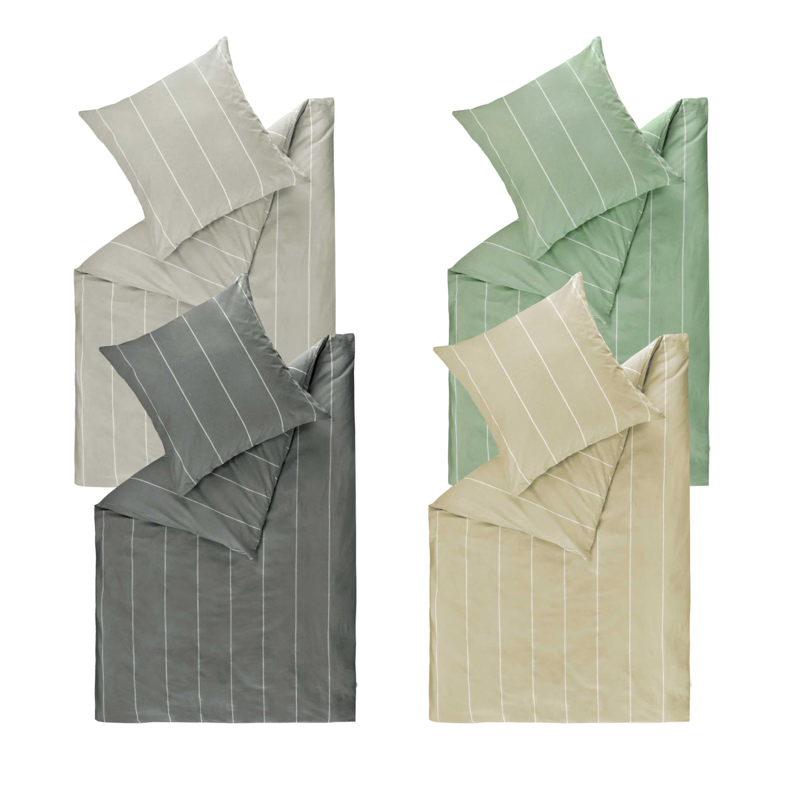 Esprit Home Ropa de cama premium de 155 x 220 cm, de algodón, color verde, 2 piezas, incluye 1 funda de edredón de 155 x 220 cm, incluye 1 funda de almohada de 80 x 80 cm, certificado Öko-Tex