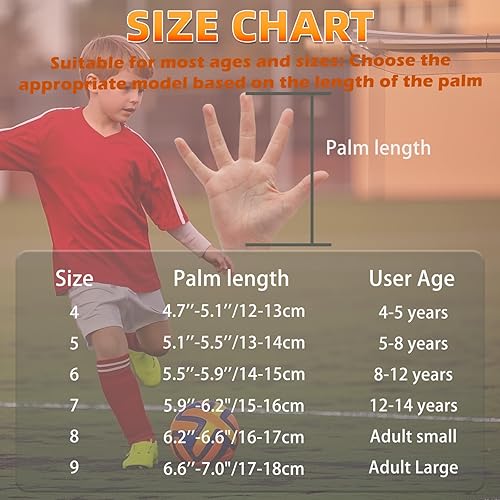 Miniatura 5 de Guantes de portero de fútbol para jóvenes y niños, guantes de portero con palmas de gran agarre, guantes de fútbol antideslizantes, doble protección