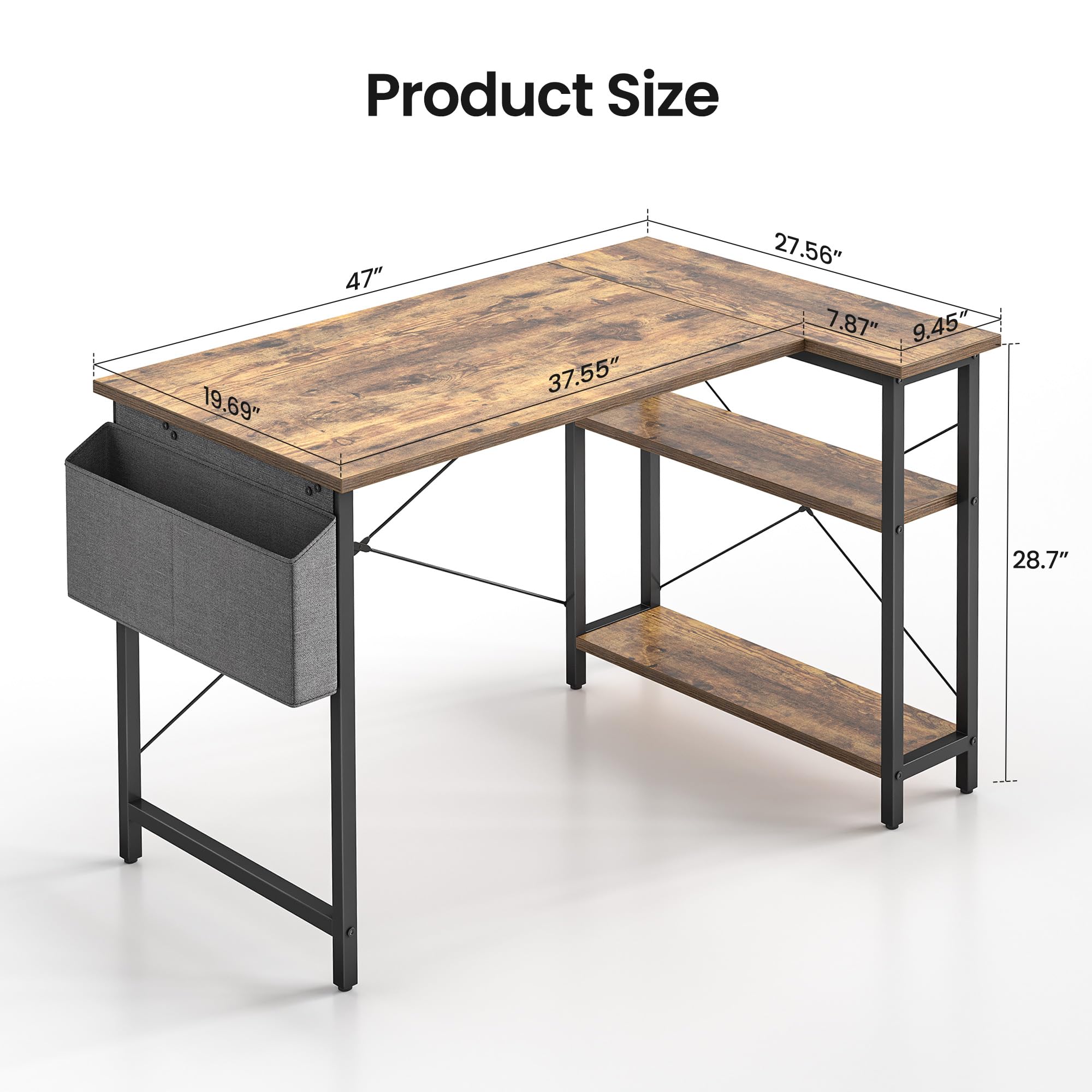 Ktaxon 66" Wood L-Shaped Computer Desk Corner Gaming Latop PC Table Study Office Workstation Wood Color