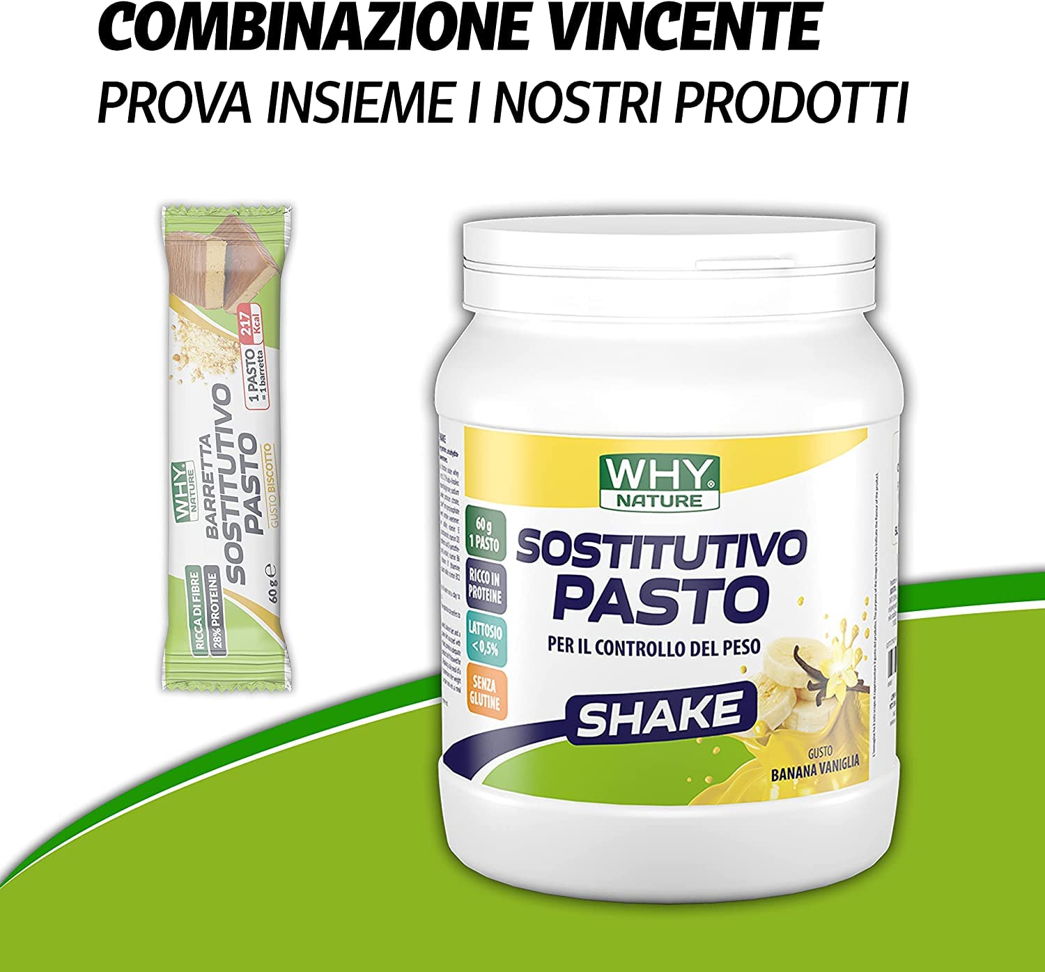 WHY NATURE BARRETTE SOSTITUTIVO PASTO - Barrette Proteiche Gusto Biscotto - Pasti Sostitutivi Snack Proteici - Box da 24 Pezzi - 60 gr