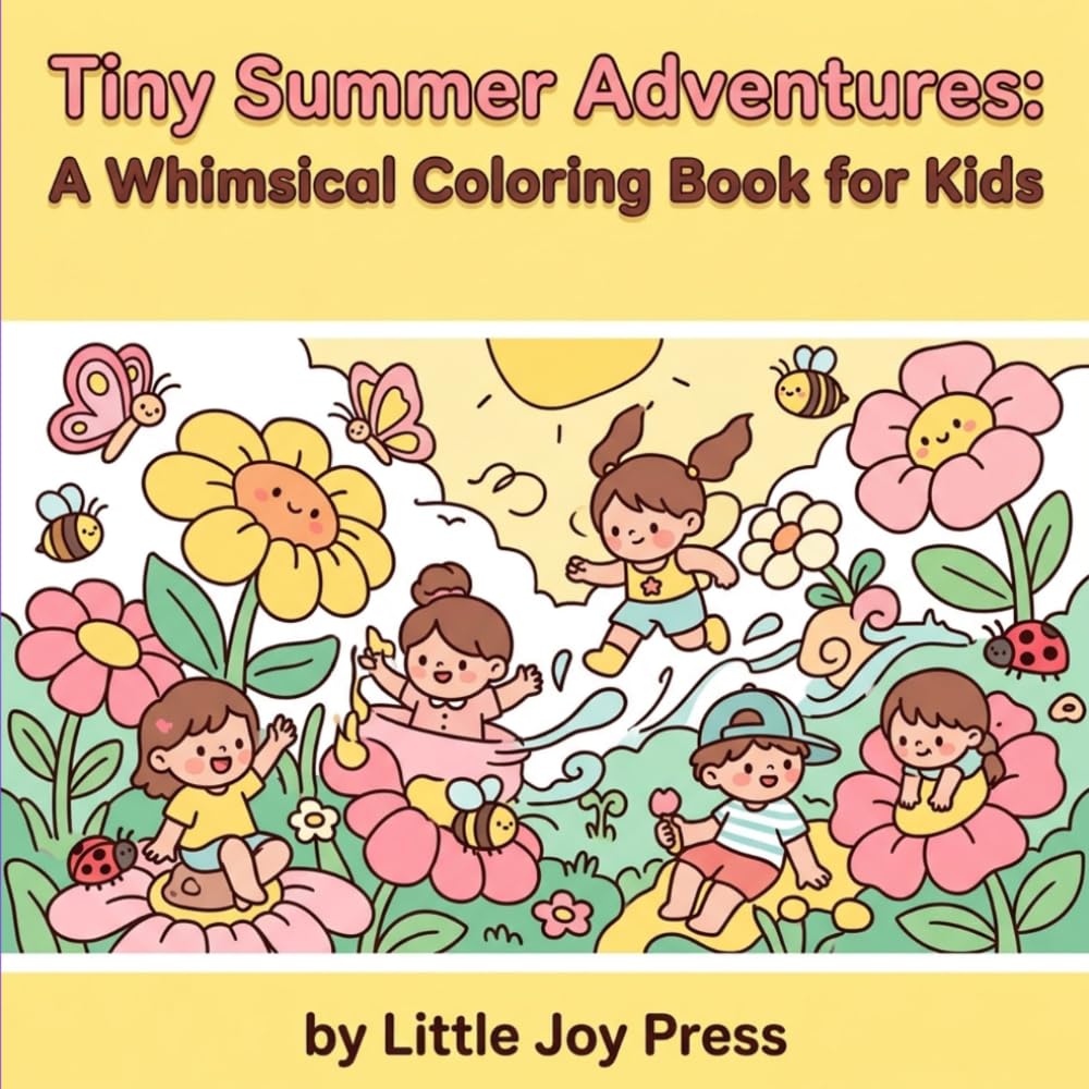 Tiny Summer Adventures: A Whimsical Coloring Book for Kids: Explore Miniature Summer Scenes with Playful Animals and Enchanting Treehouses