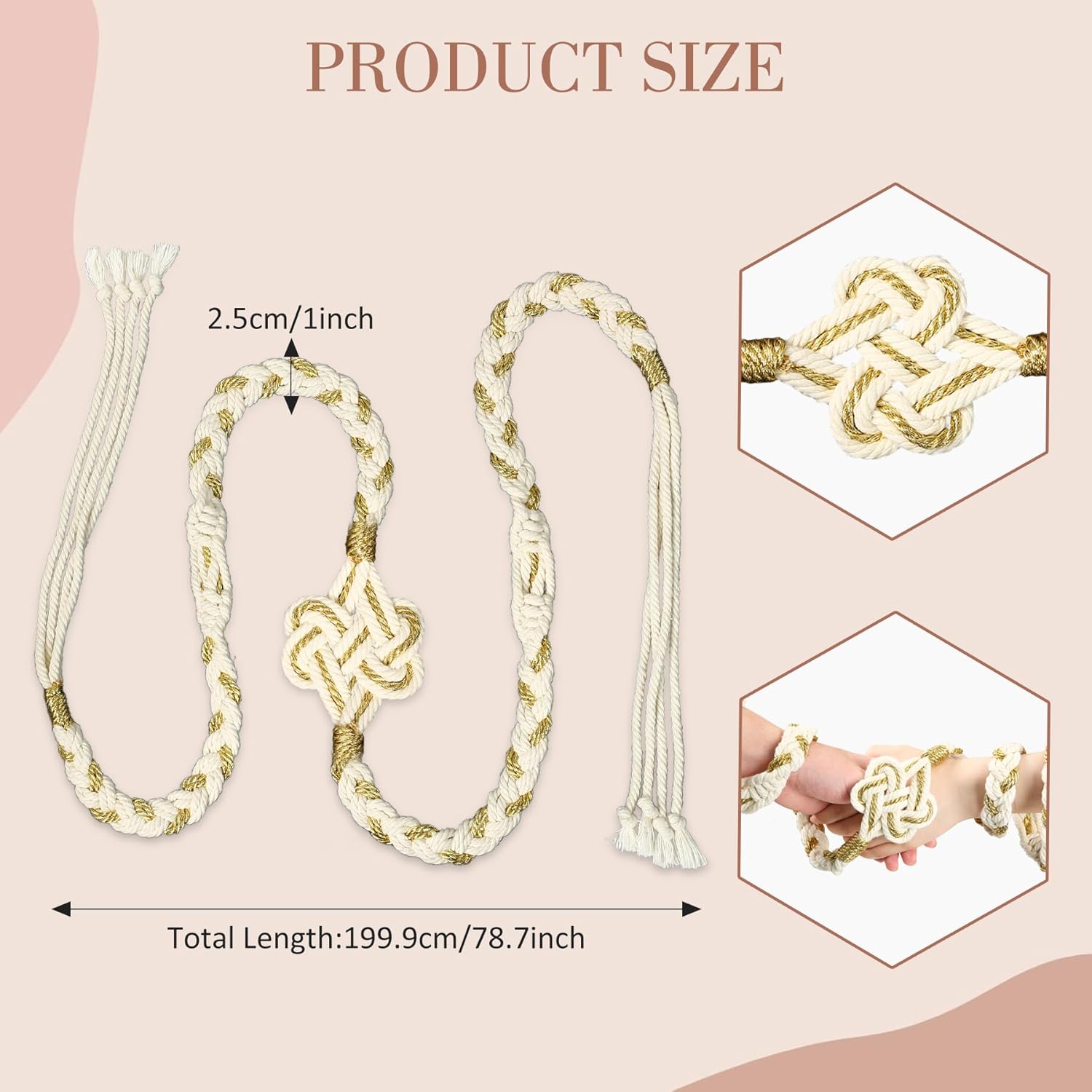 Handfasting Cord for Wedding - LIKEYO Handfasting Cord Wedding Cord, Gold Wedding Rope, Traditional Celtic Pattern Handfasting Ribbon for Wedding Ceremony