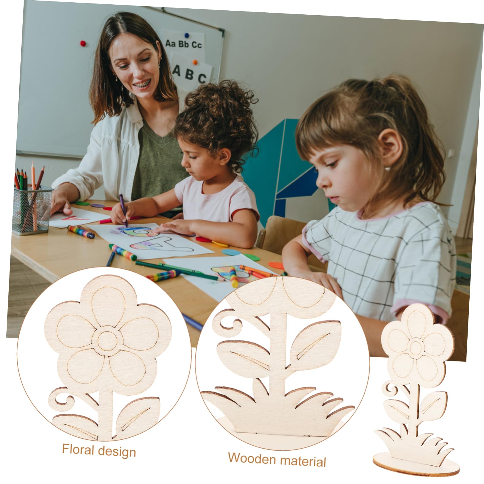 DOITOOL 5 Series Adornos De Madera Decoración Falso Recortes Sin Terminar Manualidades Para Recortes De Flores Para Manualidades Artesanías De Madera En 12 Piezas X 5