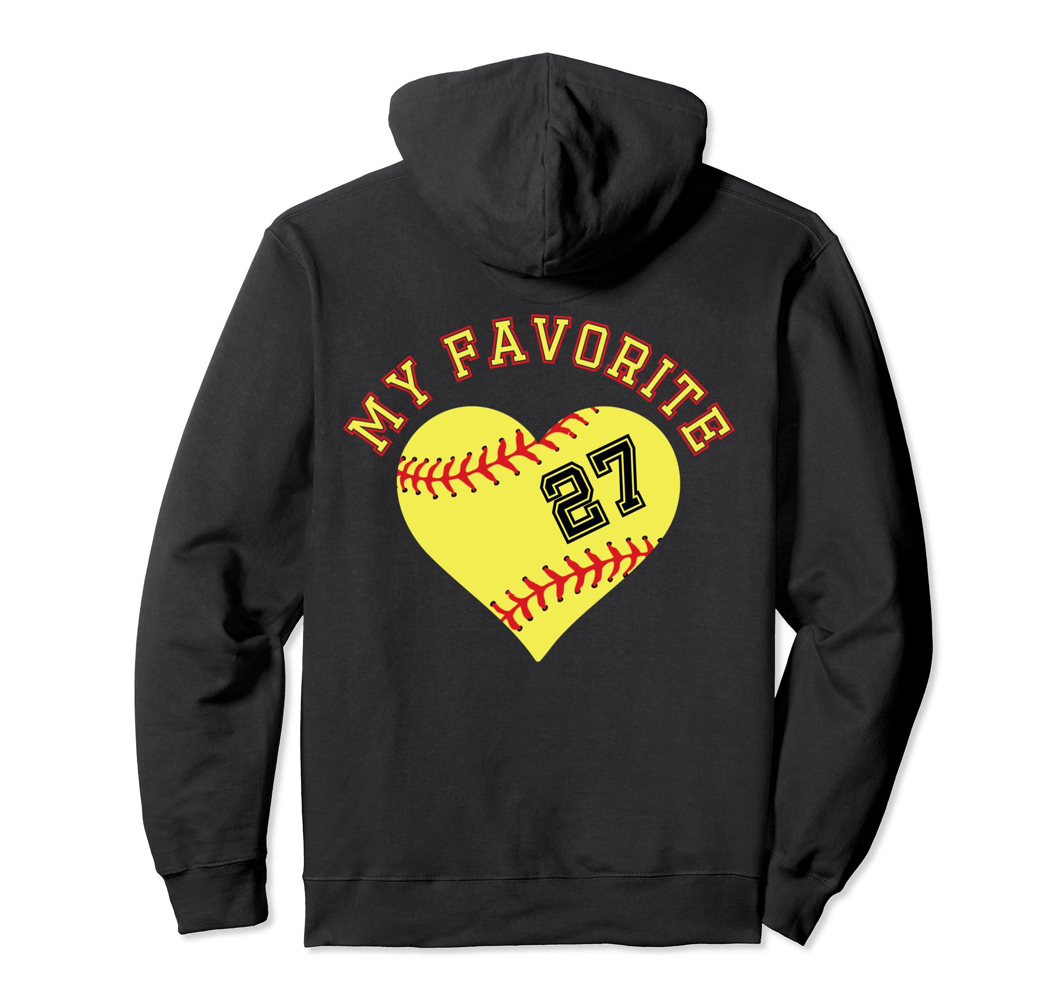 Softball Player 27 Jersey Outfit No #27 Sports Fan Pullover Hoodie, Black - Image 2