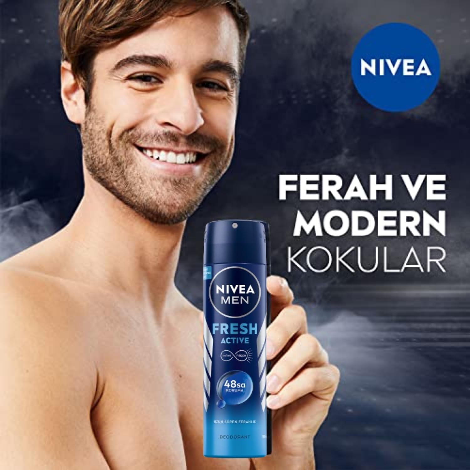NIVEA Men Erkek Sprey Deodorant Black& White Invisible Fresh 150 ml + NIVEA Men Erkek Sprey Deodorant Fresh Active 150ml