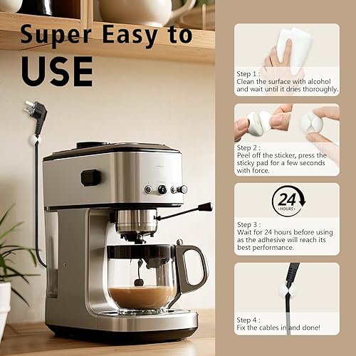 Miniatura 6 de SmiLife Clips para cables, soportes para cables, clips adhesivos para cables, soporte de alambre para gestión de cables, cargador de teléfono,