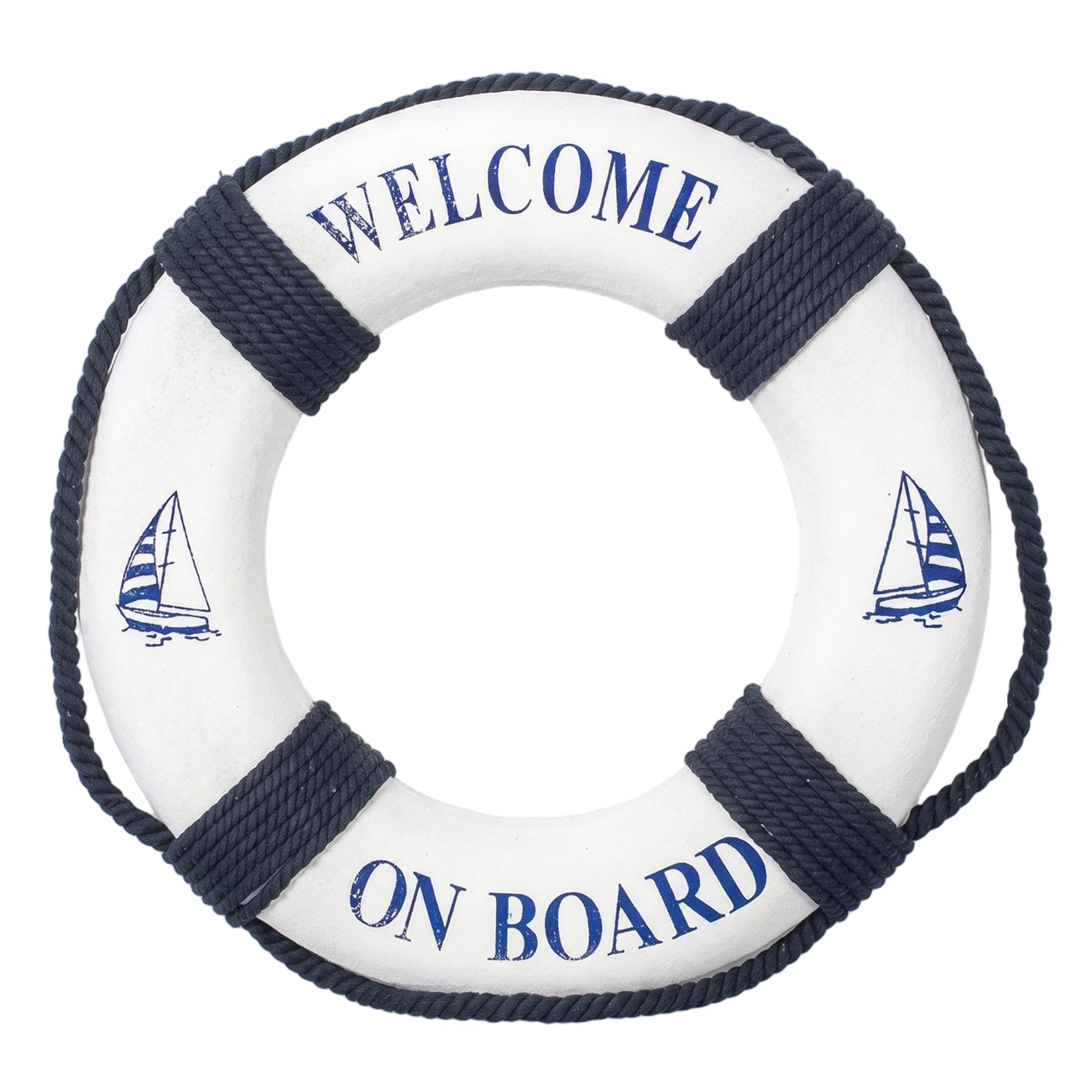 Sjfbebsy Life Preserver Ring Decoration Mediterranean Nautical Wall Decor with Rope, Wall Hanging Decor, 15.75 Inch