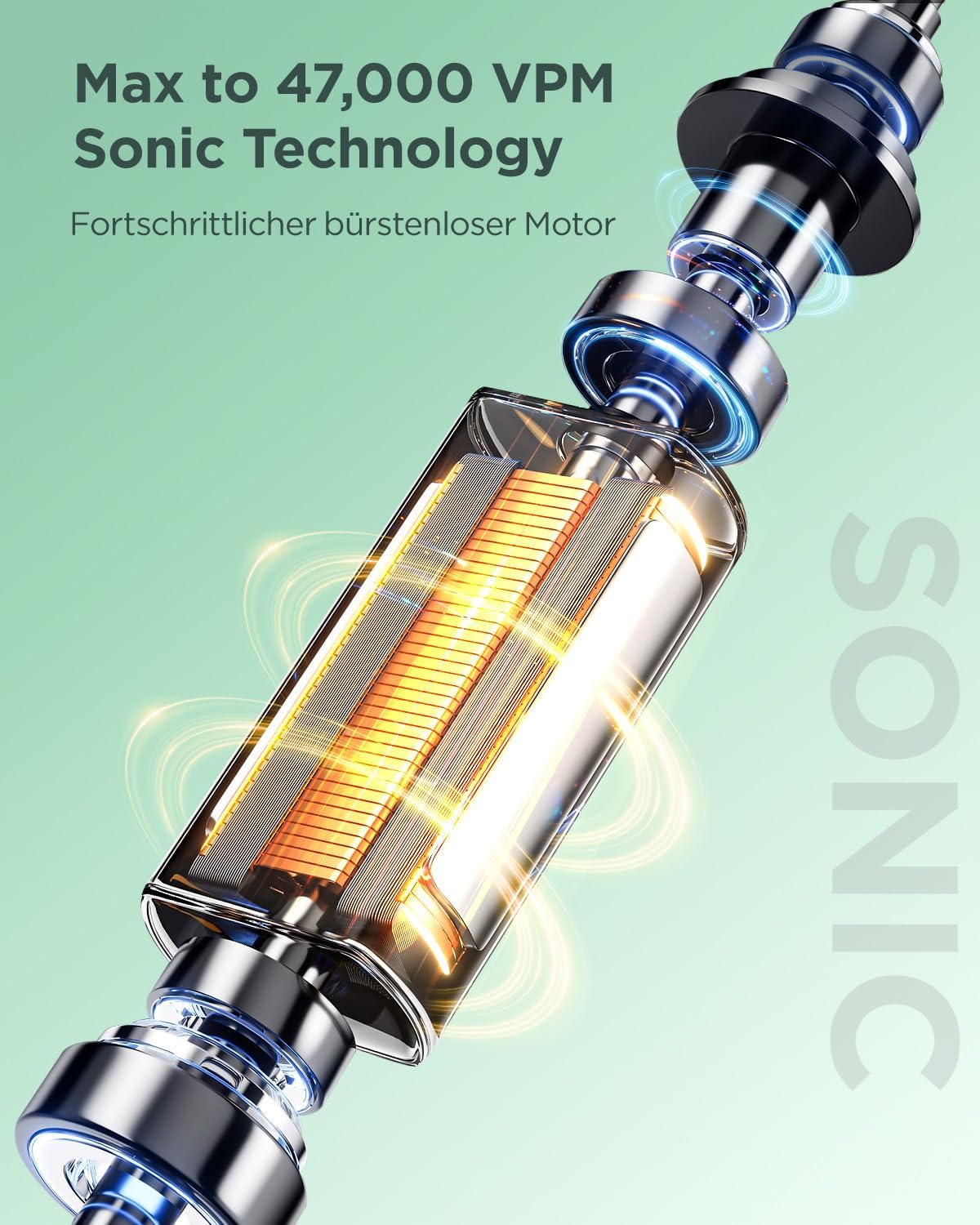 Spazzolino elettrico sonico per adulti e bambini, 5 modalità di pulizia con 3 livelli di intensità, timer, 8 testine di ricambio e custodia da viaggio, ricaricabile Sonic Toothbrush nero