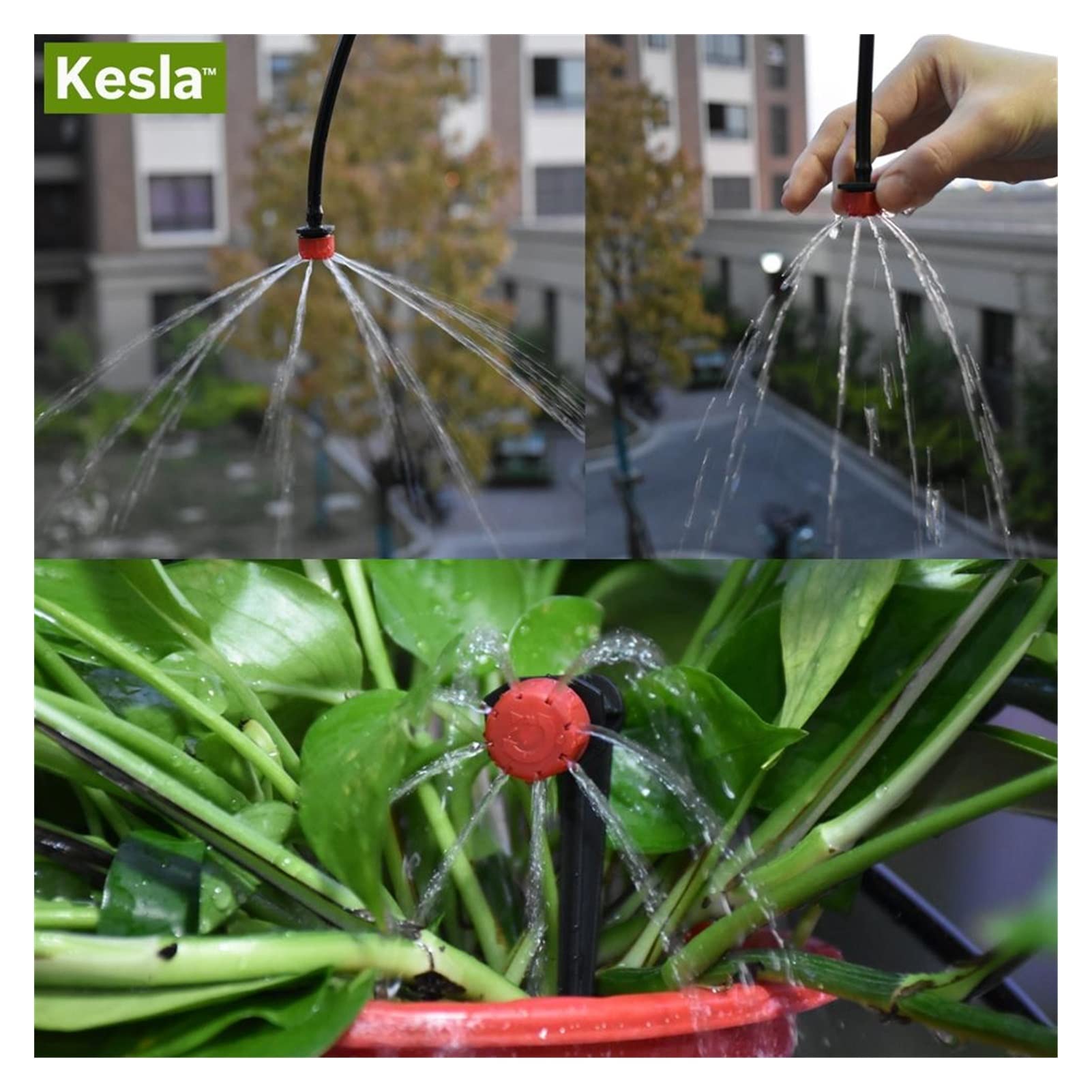 Zestaw do nawadniania kropelkowego 5 M-50 m nawadnianie kropelkowe do ogrodu DIY system nawadniania mikrokropelkowego 4-kierunkowy wąż rozdzielający akcesoria do zakraplacza (kolor: KSL01-019-5M)