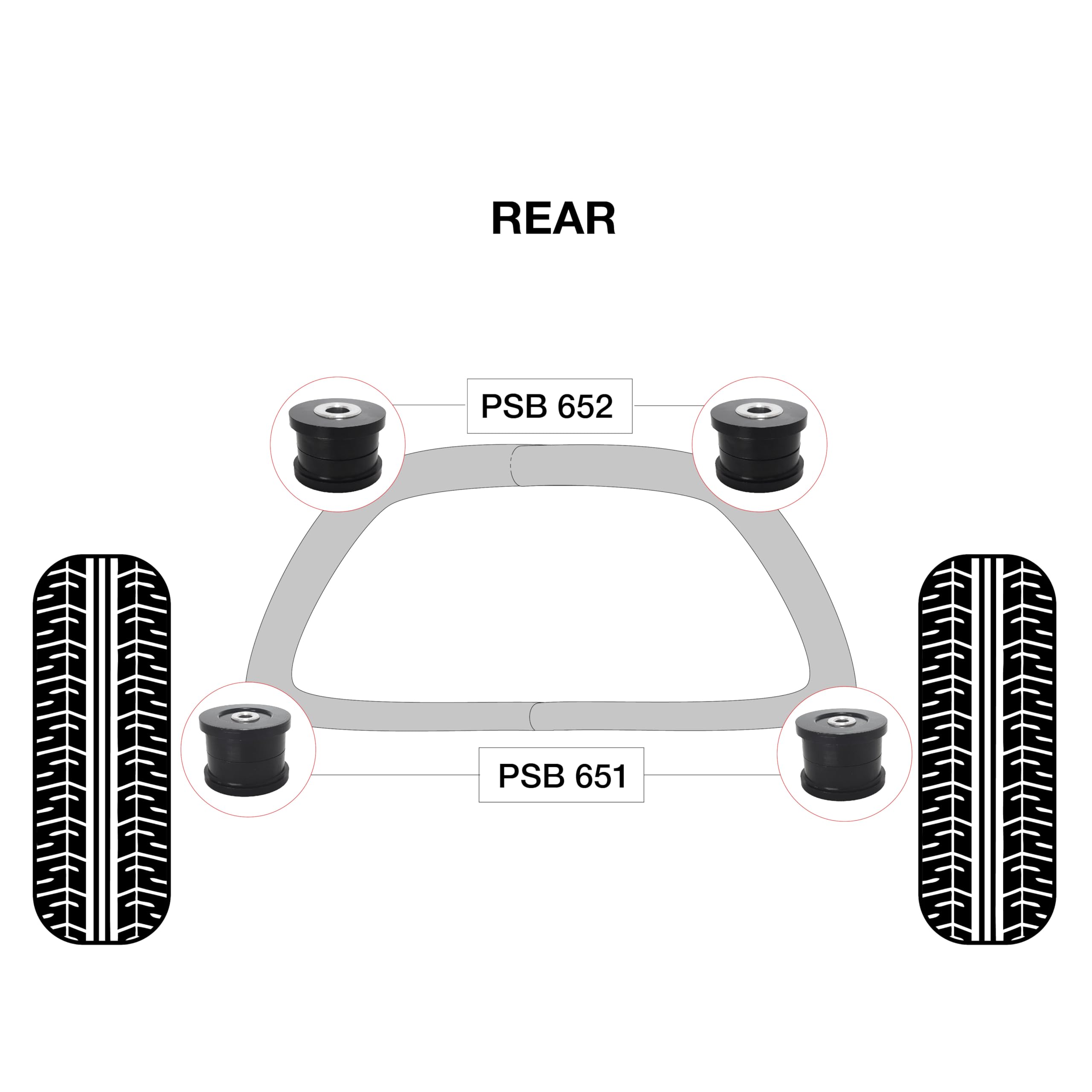 PSB Bushings – Polyurethan-Buchsensatz für hinteren Hilfsrahmen – Kompatibel mit BMW 3er-Reihe – E46 1999–2006