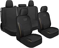 Vista 15 de Cat FlexHybrid - Fundas de asiento de automóvil, de piel sintética negra de alta calidad + fundas de asiento de malla para autos, camiones, SUV