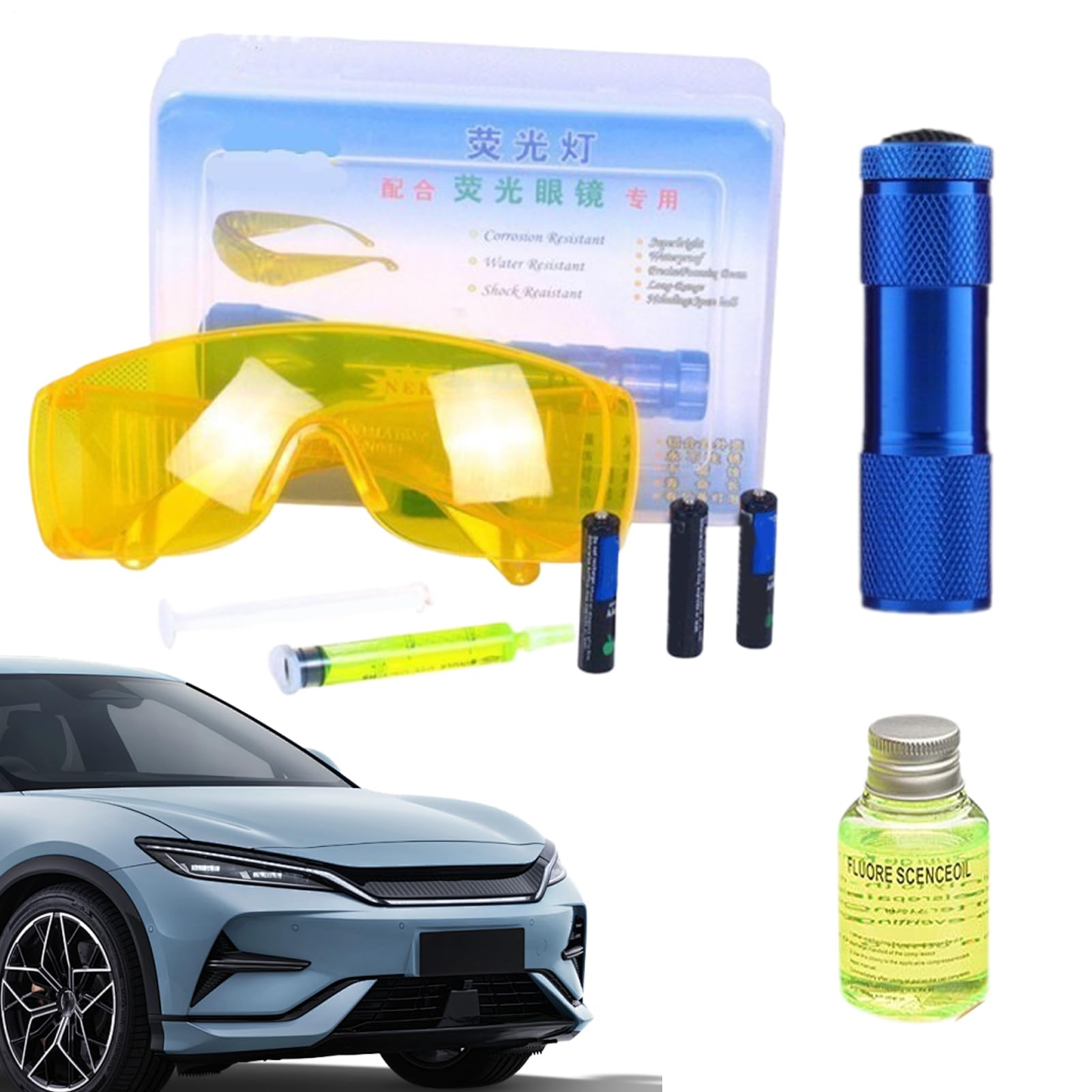 Kit De Détecteur De Fuite pour Climatisation Auto | Lampe Torche De Test De Fuite pour Climatiseur - Testeur De Fuite Polyvalent Et Efficace pour Voitures Et Appareils De Congélation