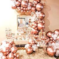 Vista 3 de Metallic Rose Gold Balloons Different Sizes 110 Pcs 18 12 10 5 Inch Chrome Balloon Garland Arch Kit Confetti Balloons Latex Party Balloons for