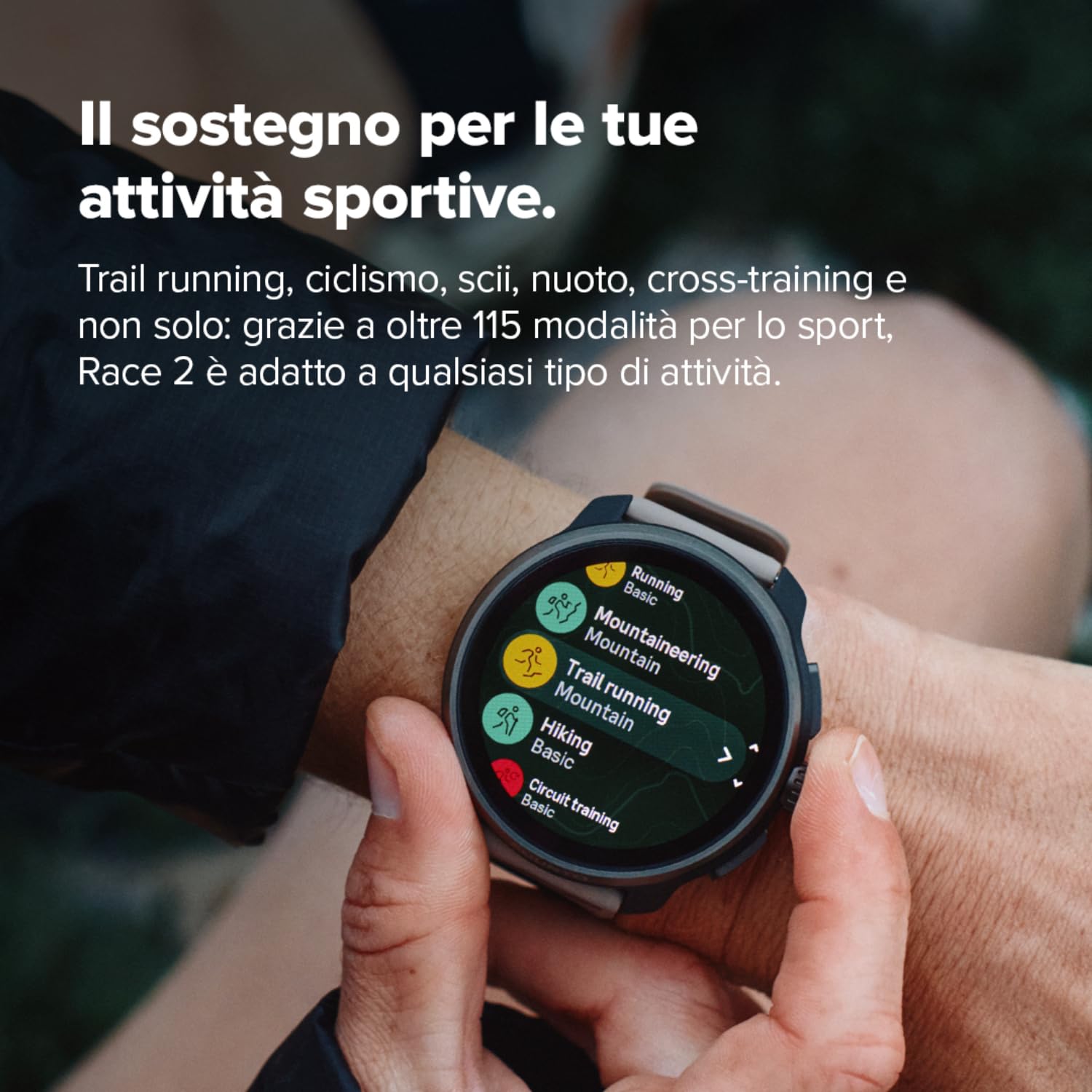 SUUNTO Race 2 Orologio Sportivo GPS, 115+ Modalità Sportive, GPS Dual-Band, Display AMOLED Ampio, Batteria fino a 16 Giorni, Mappe Offline Globali, per Corsa, Ciclismo e Allenamento Outdoor