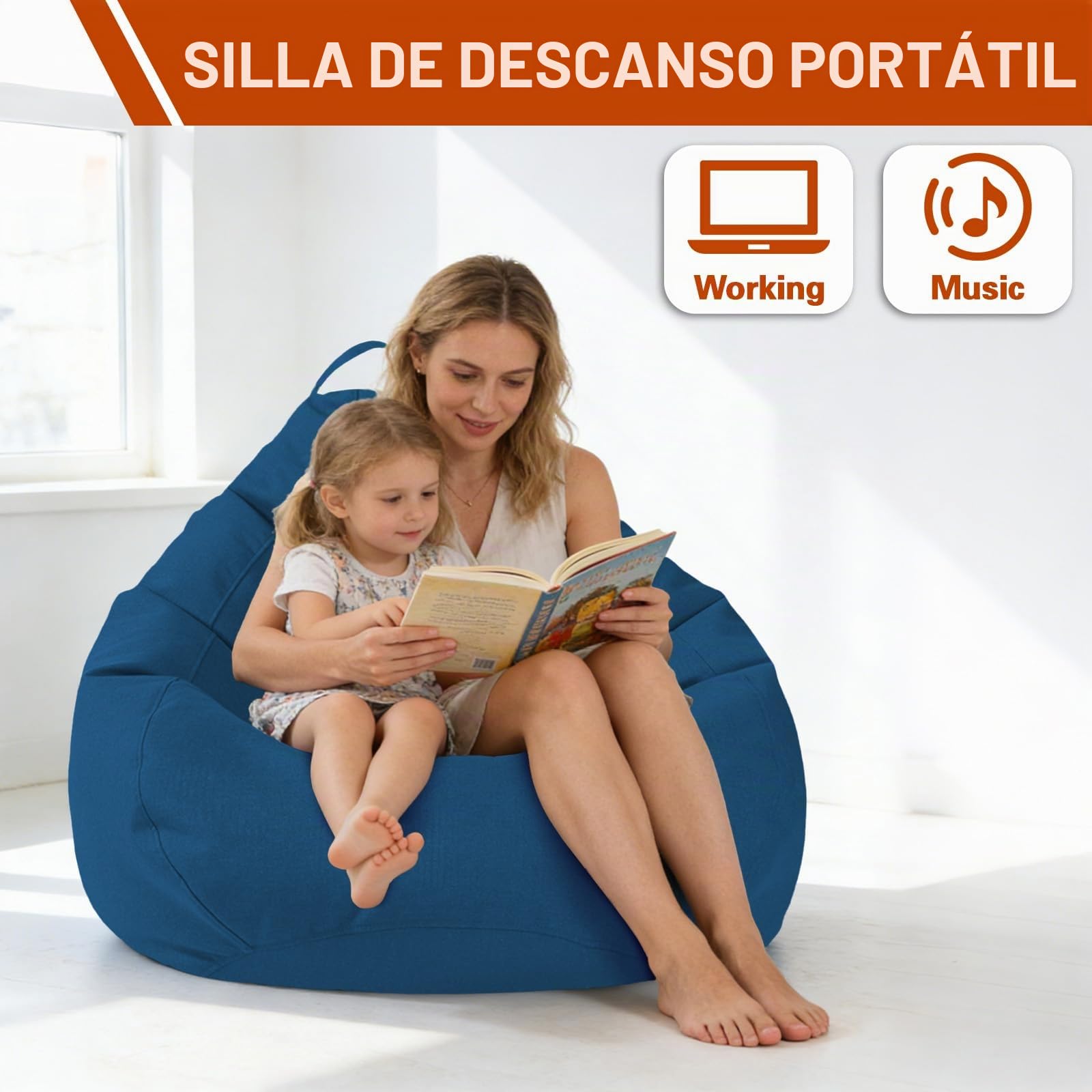 Puff Salon, Puffs Sin Relleno, Puff Sillon De Algodón y Lino, Puf Ideal para Dormitorios, Salas de Juegos, Salones y Terrazas