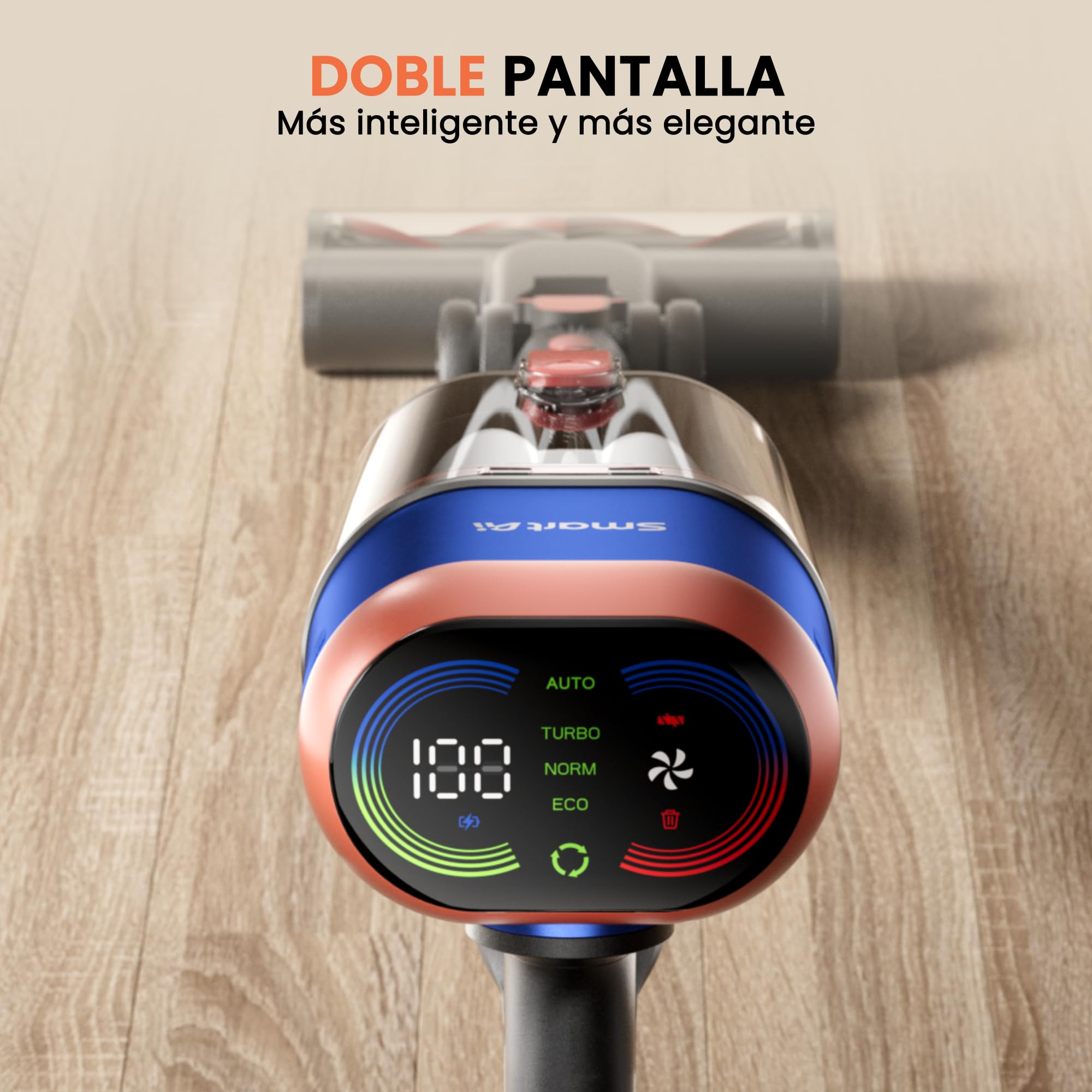 V15 Ultra Aspiradora sin Cable 58000Pa/600W/75Min, Doble Depósito 1,8L, Tubo Flexible, Cepillo en V Antienredos, Aspirador Escoba sin Cable para Pelo de Mascotas y Suelo Alfombra