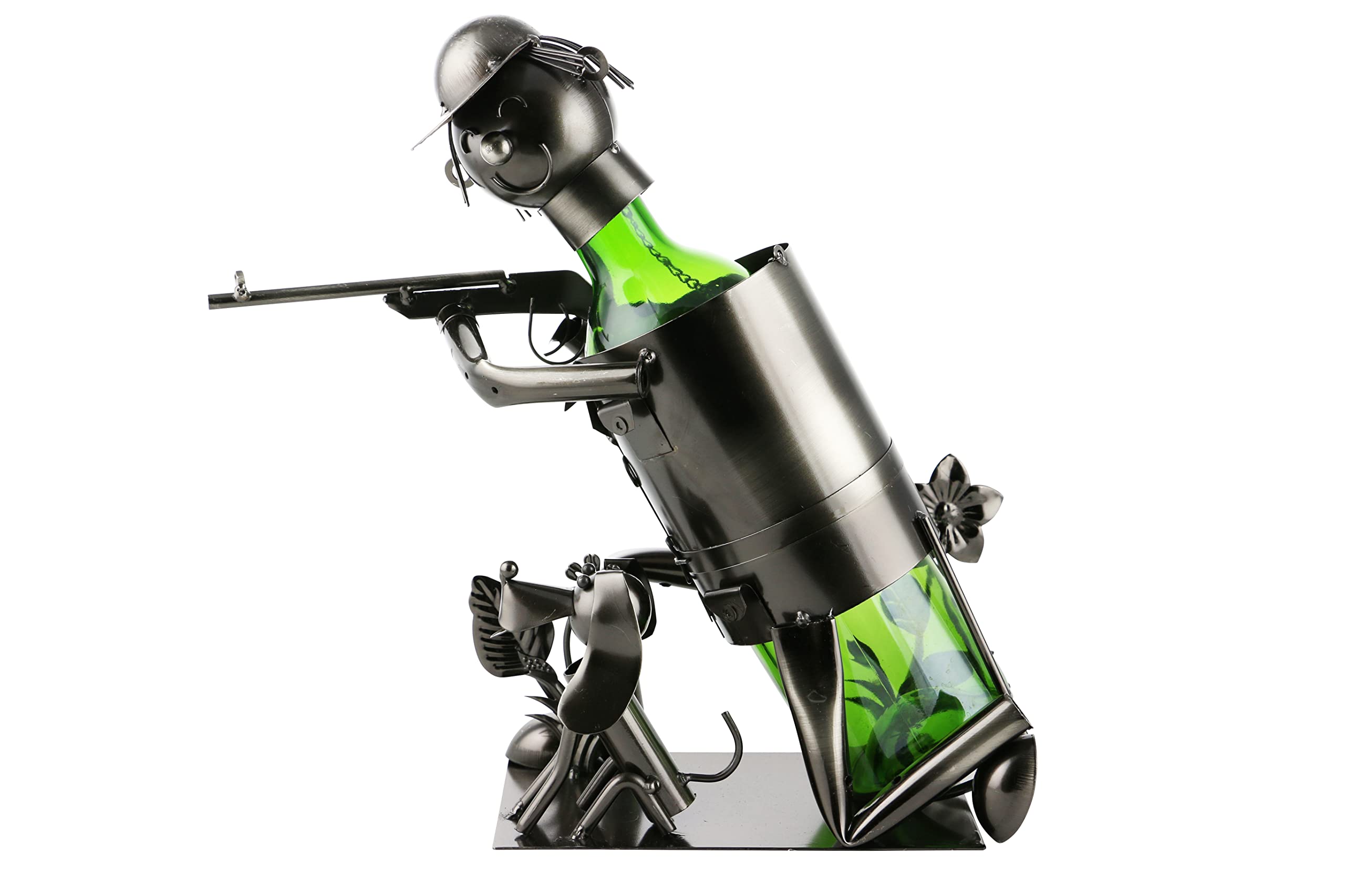 Wine Bodies Kneeling Hunter Metal Wine Bottle Holder, Charcoal