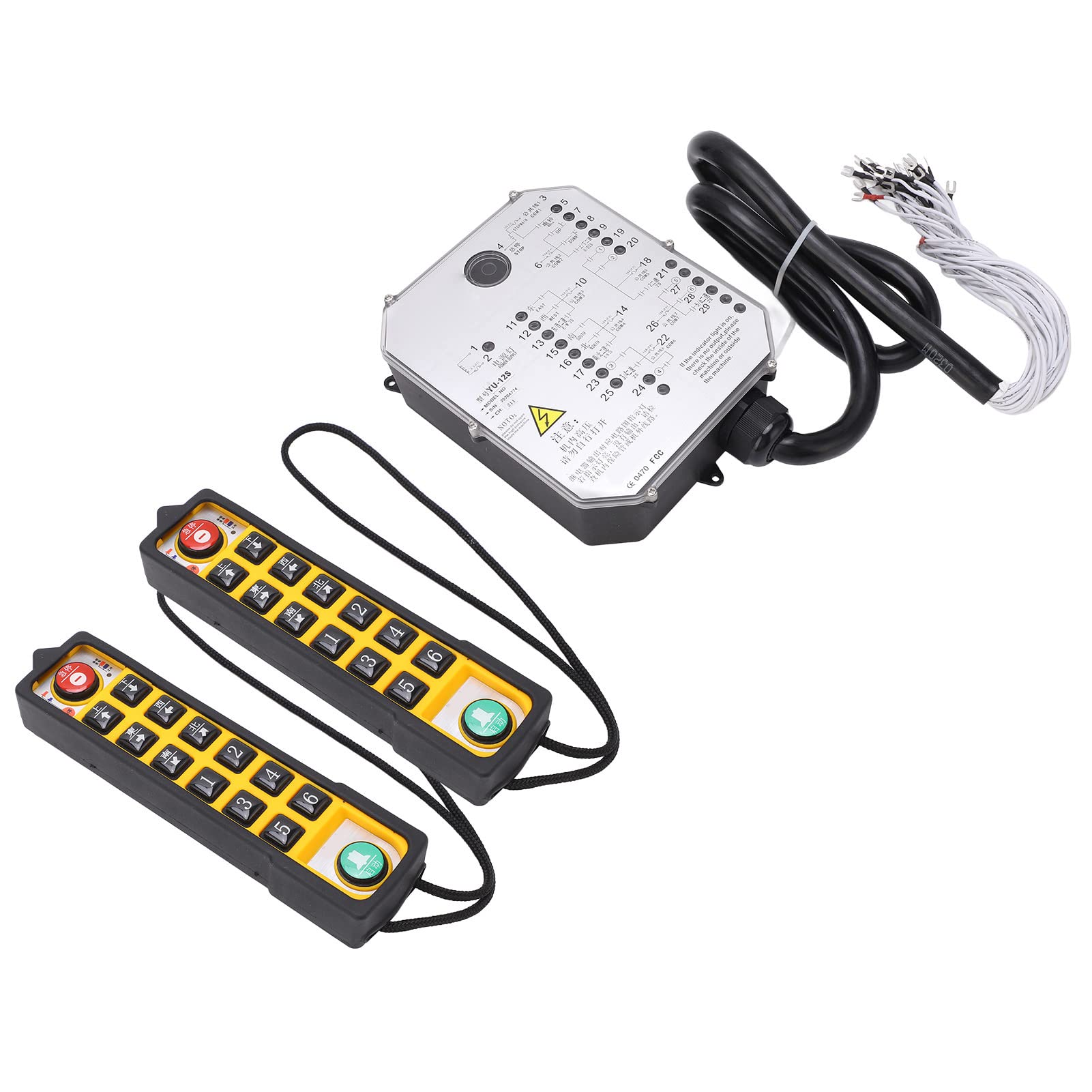 FTVOGUE Gru di Sollevamento Telecomando Industriale AC220V Telecomando Wireless Doppia Maniglia Monitoraggio della Potenza per Gru Trasportatori Pompe per Calcestruzzo Operatori di Attrezzature per
