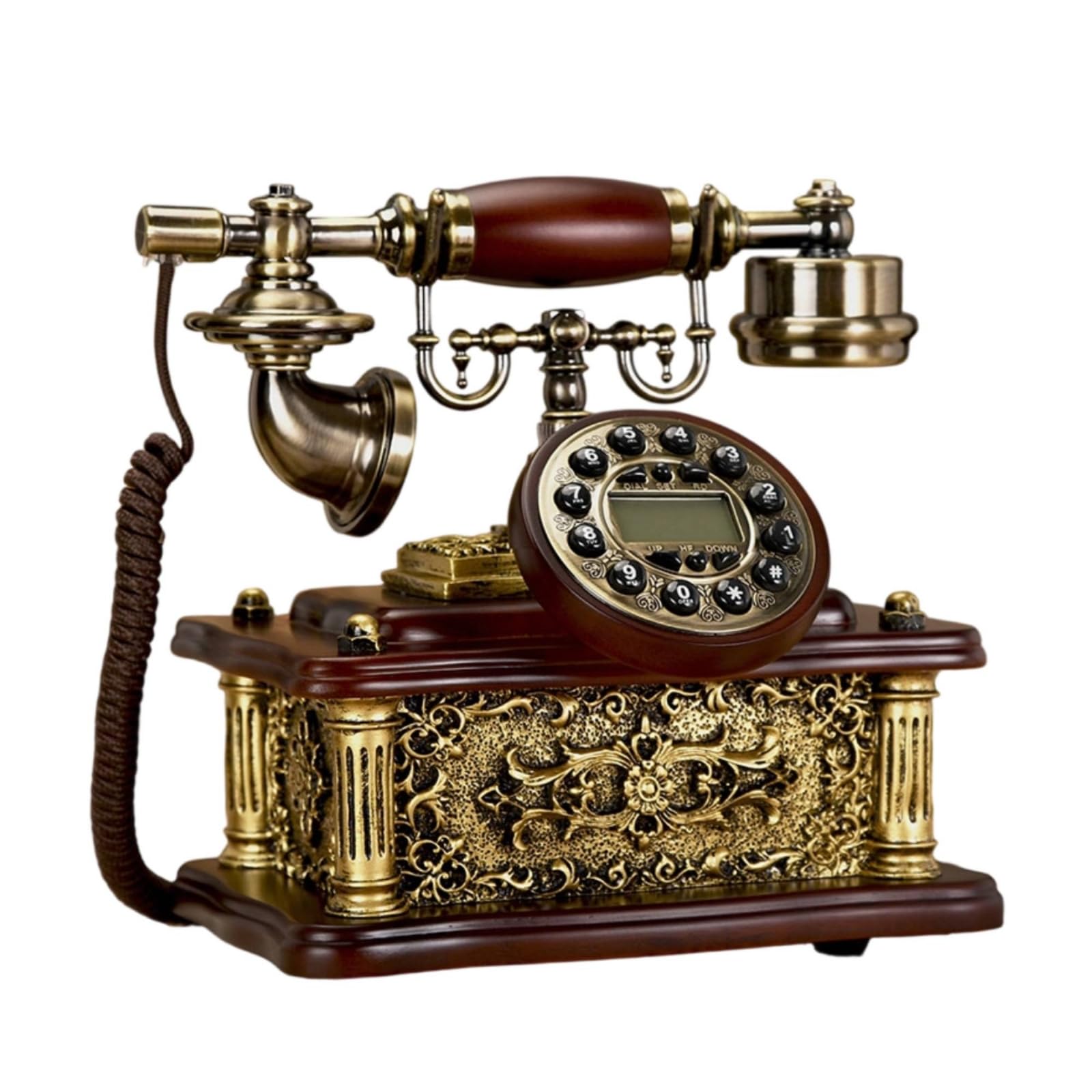 Harilla Telefono Retro Stile Antico Telefono, Stile Retro Con Retroilluminazione, Vivavoce E Doppia Suoneria Cavo In Tessuto