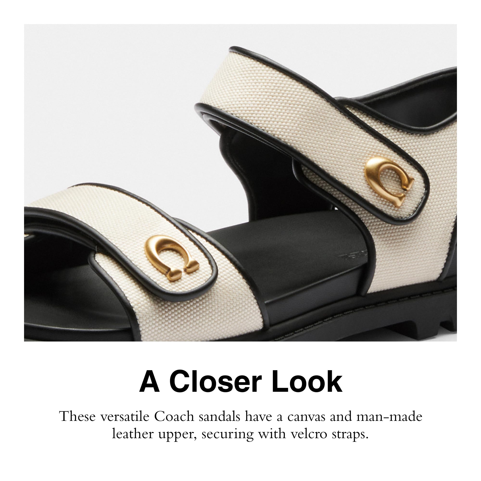 COACH Women's Brynn Sandals: Black Straw 8