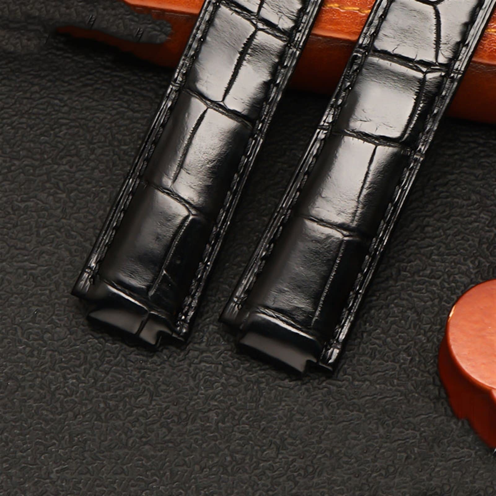 Krokodyle Skin Watchband Opaska na rękę 20 * 12 mm 18 * 11 mm czarne brązowe paski z składaną klamrą