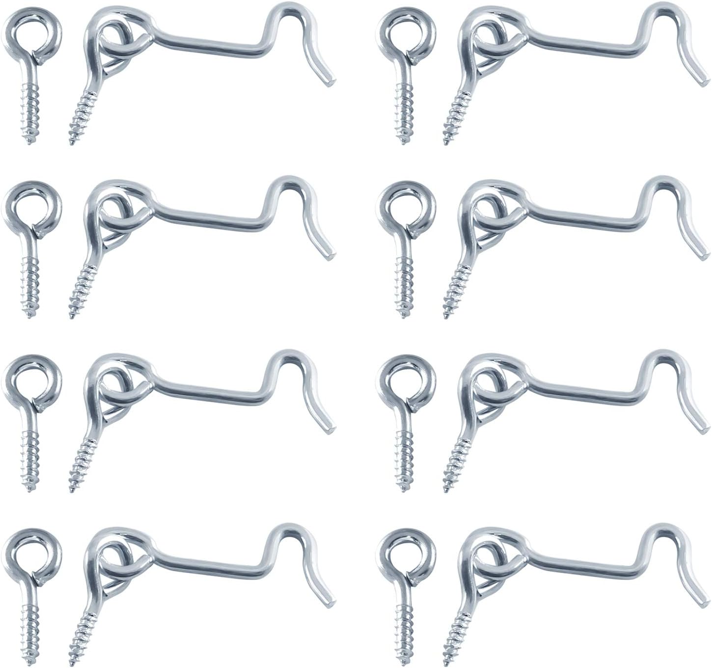 Zorfeter 8 Pcs 1.5" Cabin Hook Eye Latch Zinc Plated Gate Door Swivel Hook for Wood Window Door with Mounting Screws