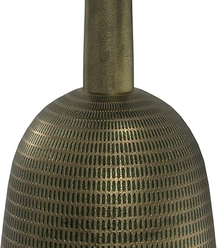 Miniatura 115 de SIMPLIHOME Johnsen - Mesa de metal, 15 pulgadas de ancho, con tambor de hierro macizo, color plata antigua con patrón tribal, mesa auxiliar redonda