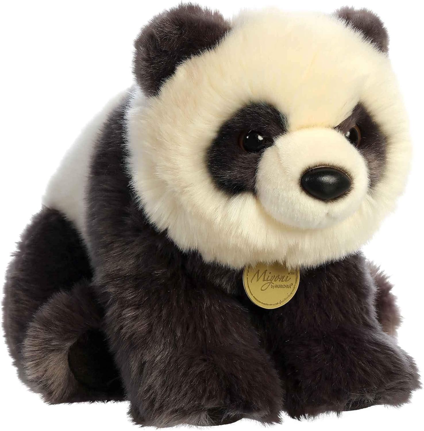Aurora® Realistic Miyoni® Panda Stuffed Animal - Lifelike Details Make a Cherished Companion - Perfect for Decorating Bedrooms or Classrooms - Black 11 Inches
