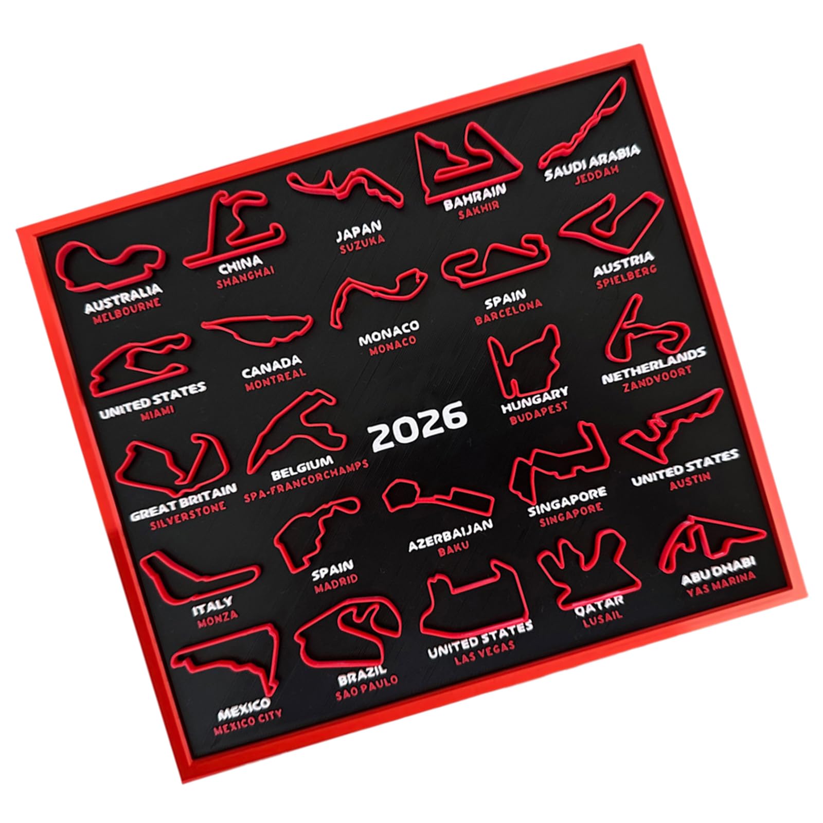 Calendrier de compétition 2026 Motorsport imprimé 3D Calendrier de suivi des dates de tournoi pour fans de sport Collector Wall Deck