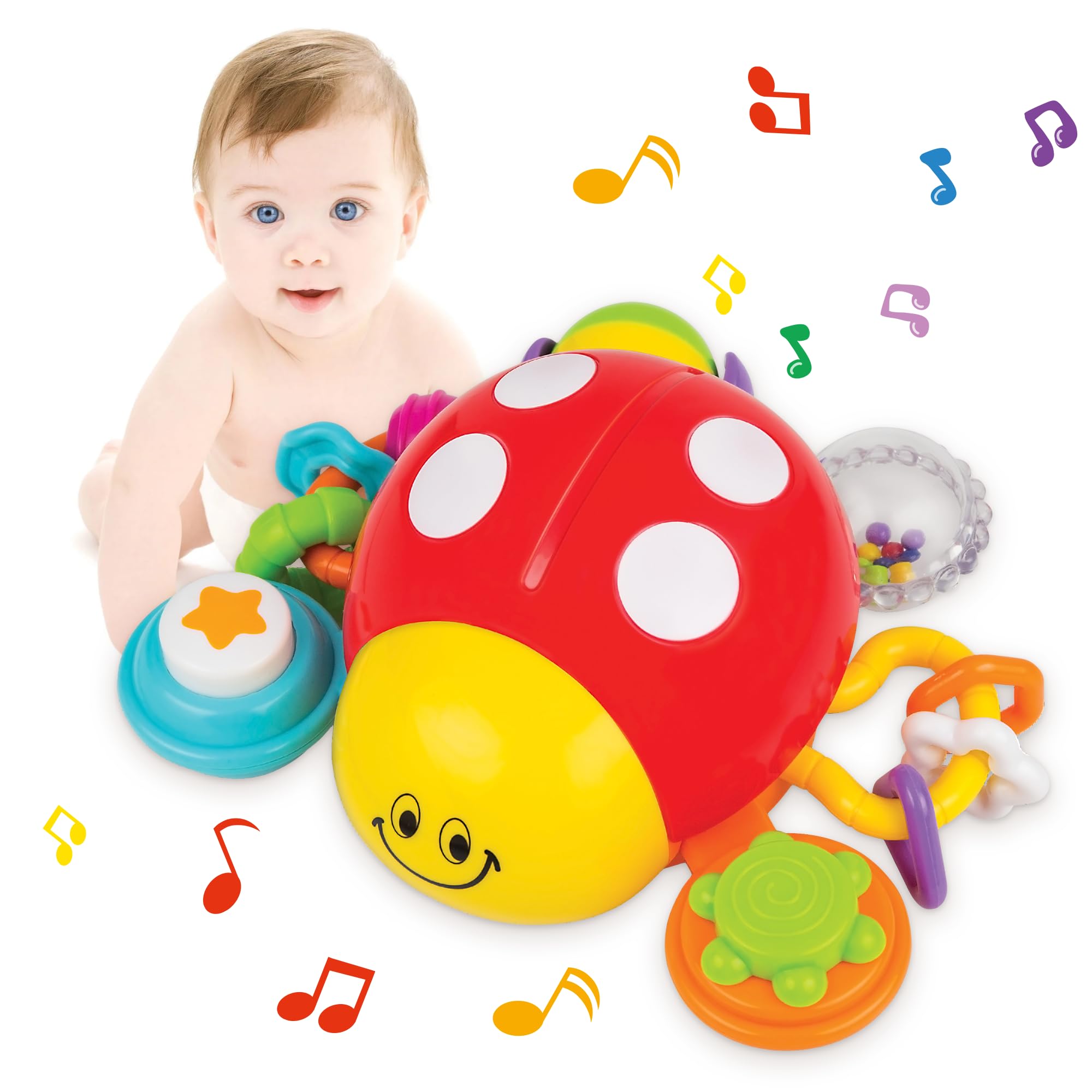 KiddoLab Lilly The Bug, Press & Crawl Musical Activity Toy. Ladybug Baby Nursery Early Development Toy. Toddler Crawling Toys for Learning, Educational Toys Series. Ages 6 Months and Up